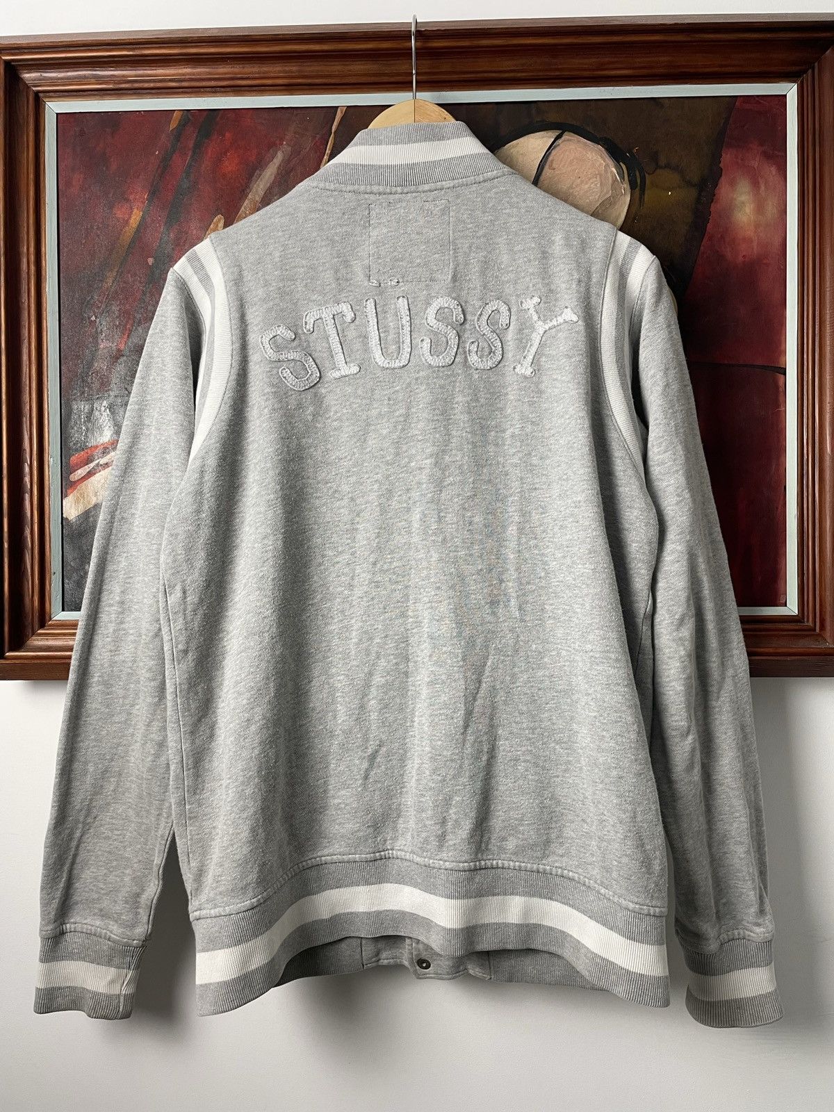Stussy Stussy Vintage Y2k Varsity Sweatshirt Grey Skull Logo Rare Size US S / EU 44-46 / 1 - 2 Thumbnail