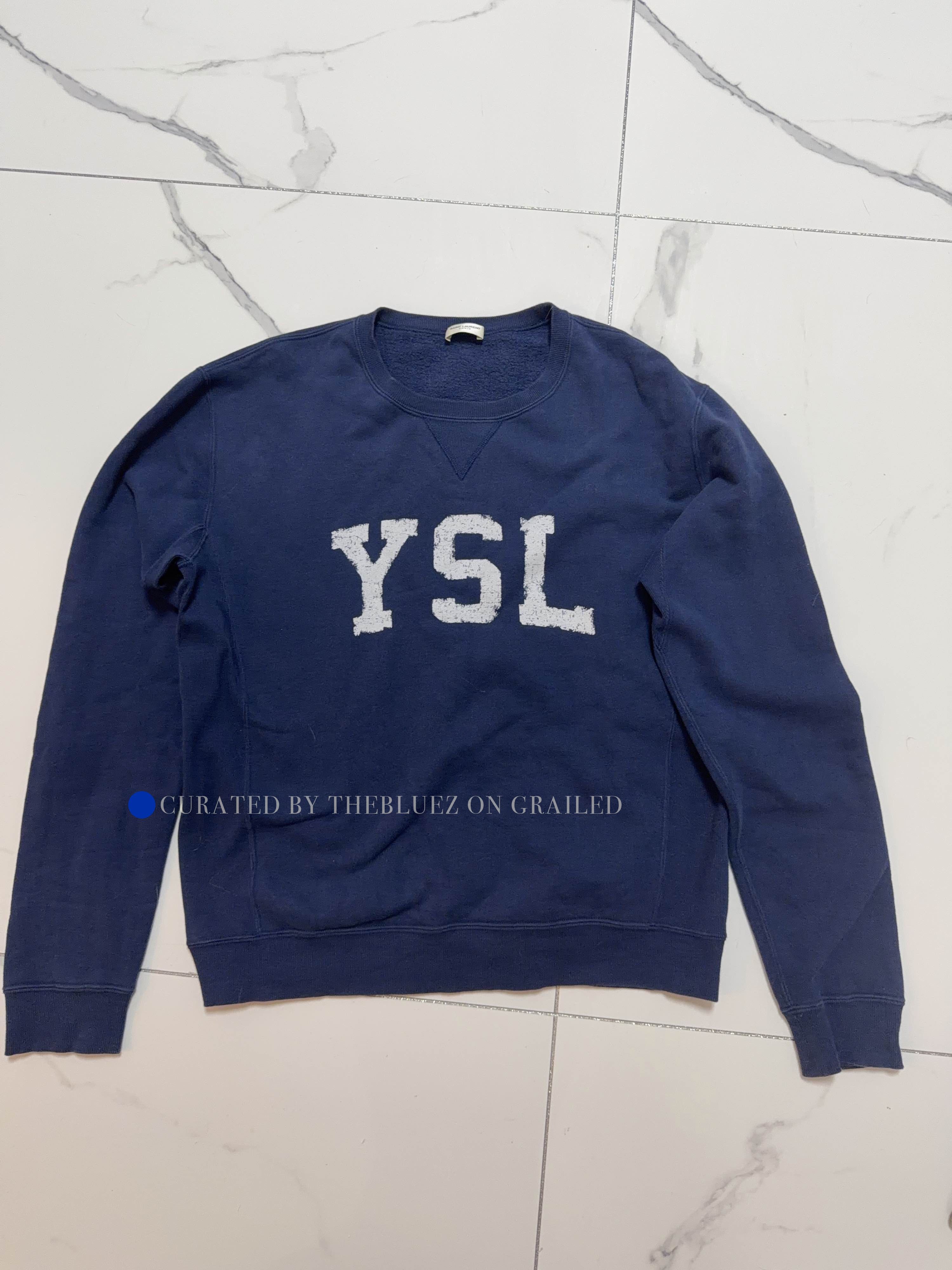 Saint Laurent Paris YSL Logo Sweatshirt in Blue Size US XL / EU 56 / 4 - 1 Thumbnail