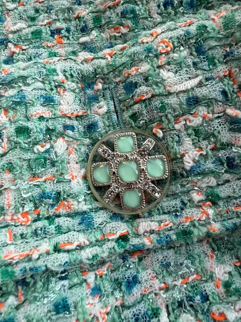 Chanel Chanel Green tweed coat Size XXS / US 00 / IT 34 - 4 Thumbnail