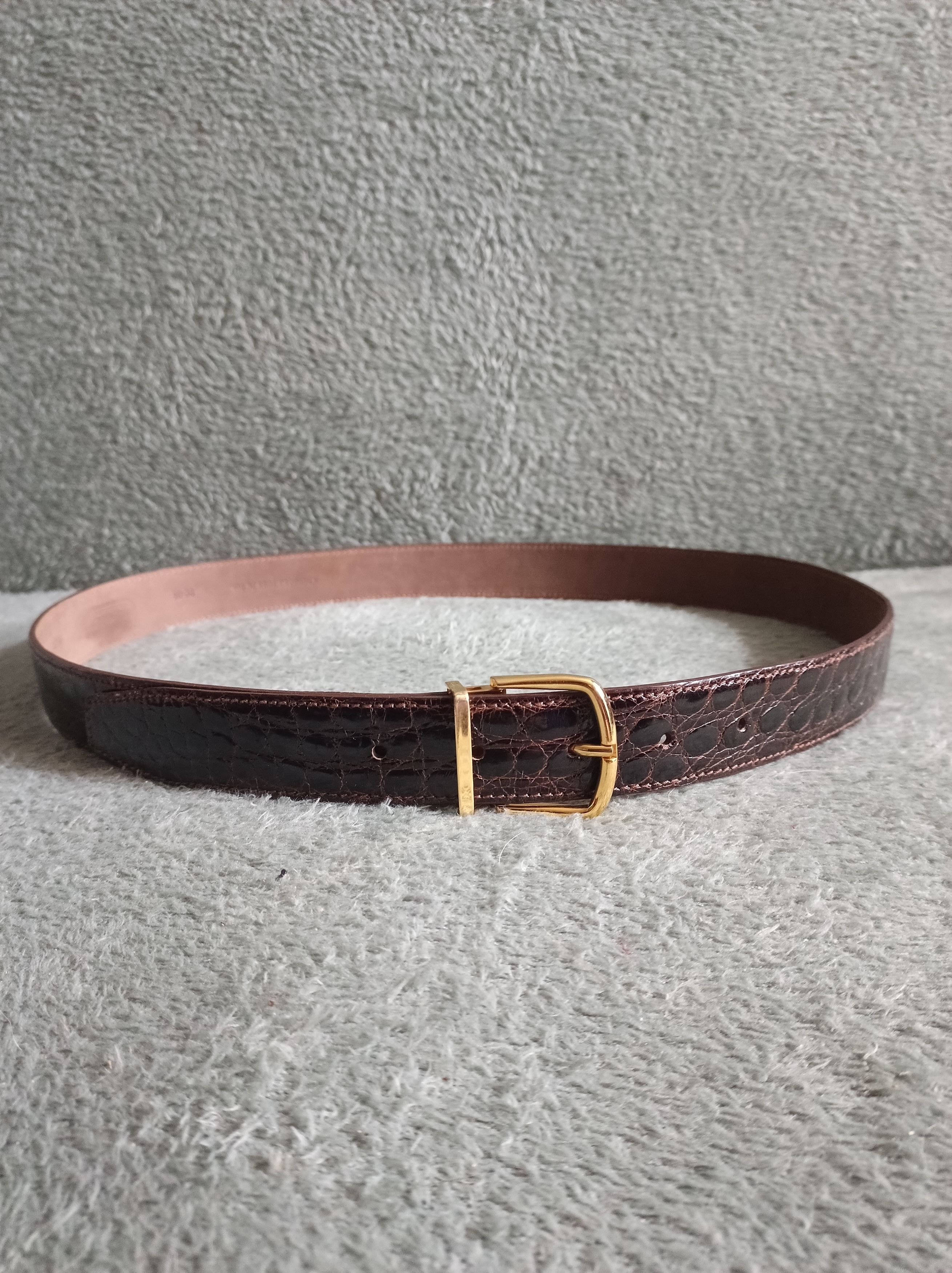 Designer Saint Phil Zurich Genuine Crocodile Leather Swiss Belt 90/36 Size 36 - 3 Thumbnail