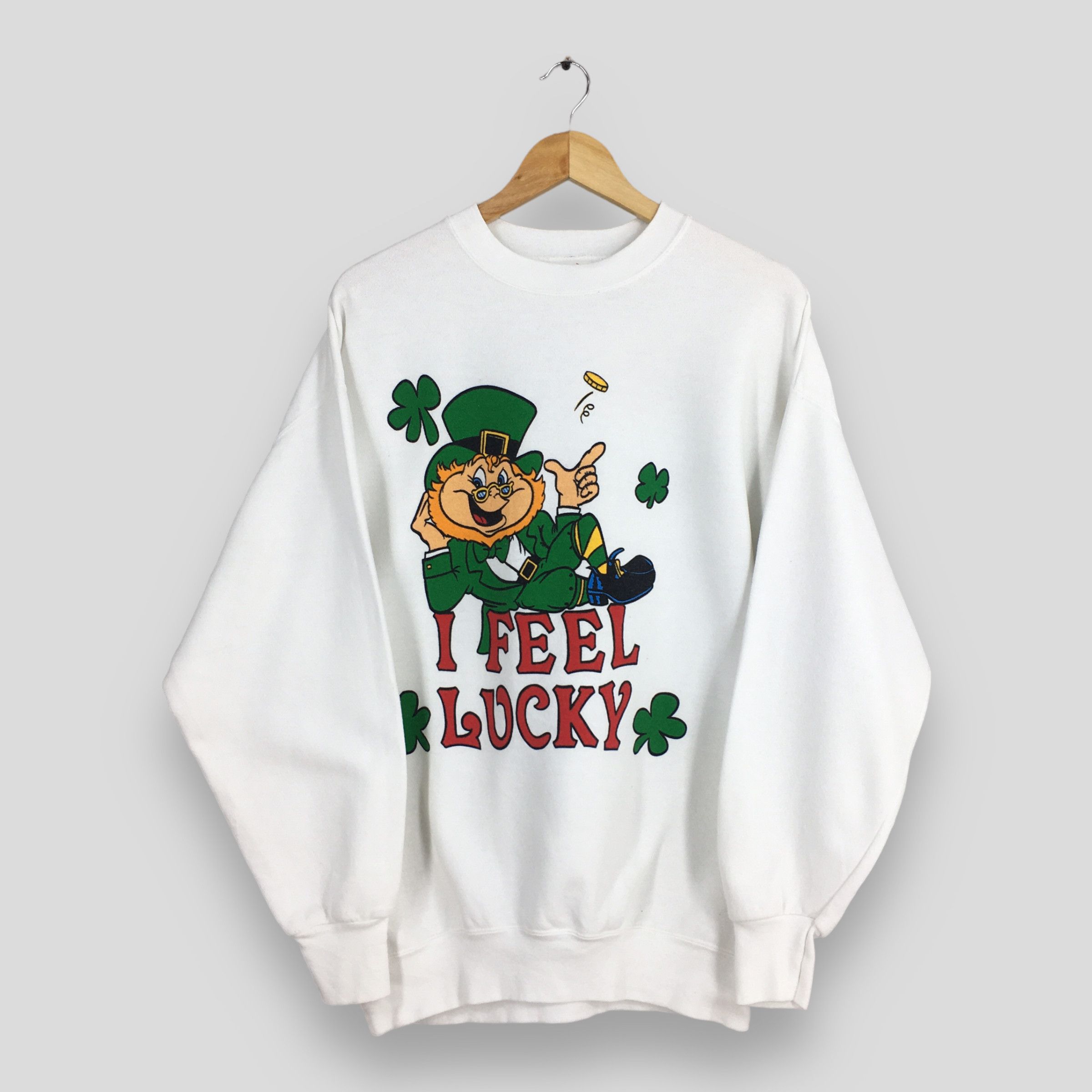 Vintage Vintage 90s I Feel Lucky Leprechaun Sweatshirt Large Size US L / EU 52-54 / 3 - 1 Thumbnail