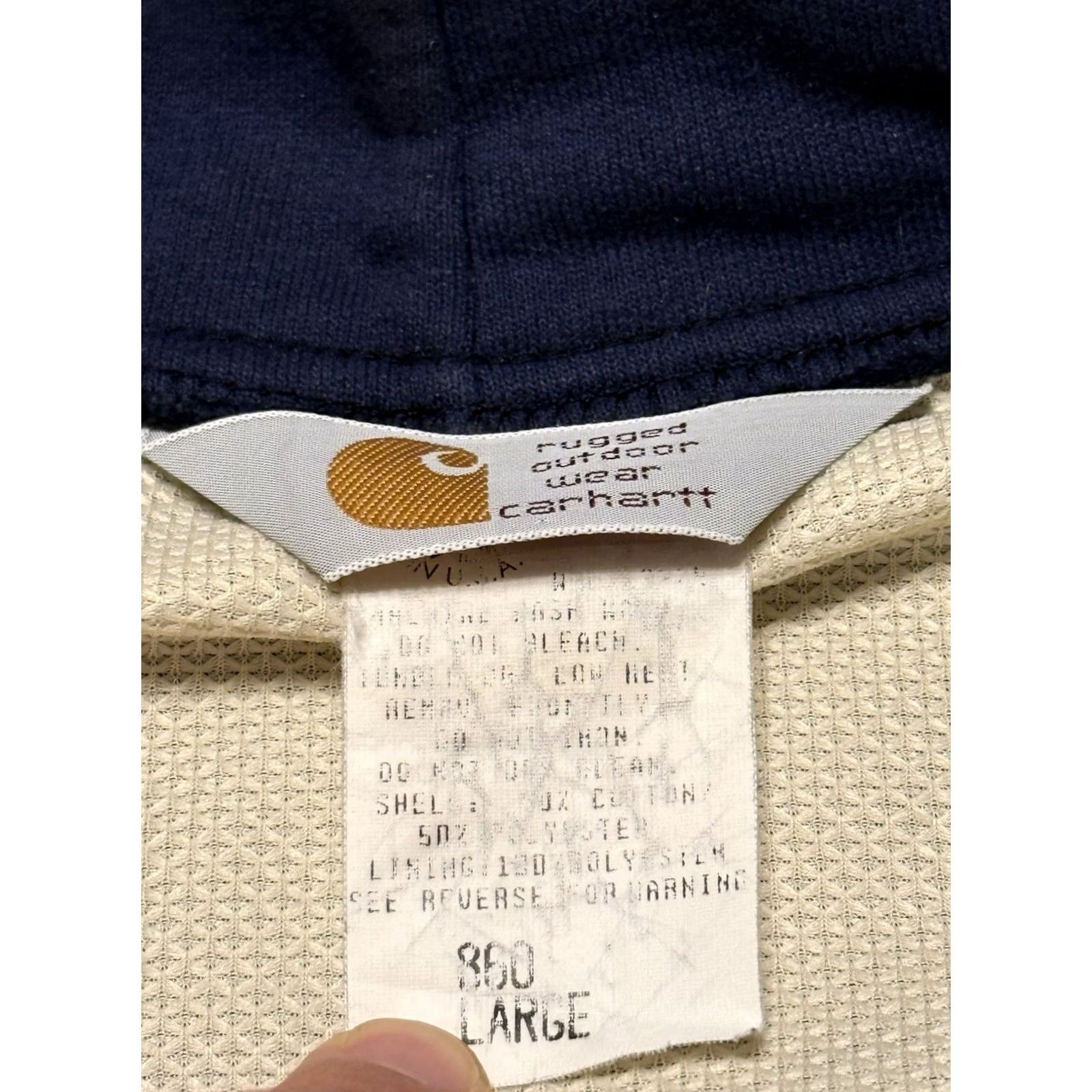 Carhartt VINTAGE Carhartt Rugged Wear Sweatshirt Hoodie Full Zip Crew Neck M/L Blue 90s Public Works Dept Mens Size US L / EU 52-54 / 3 - 7 Thumbnail