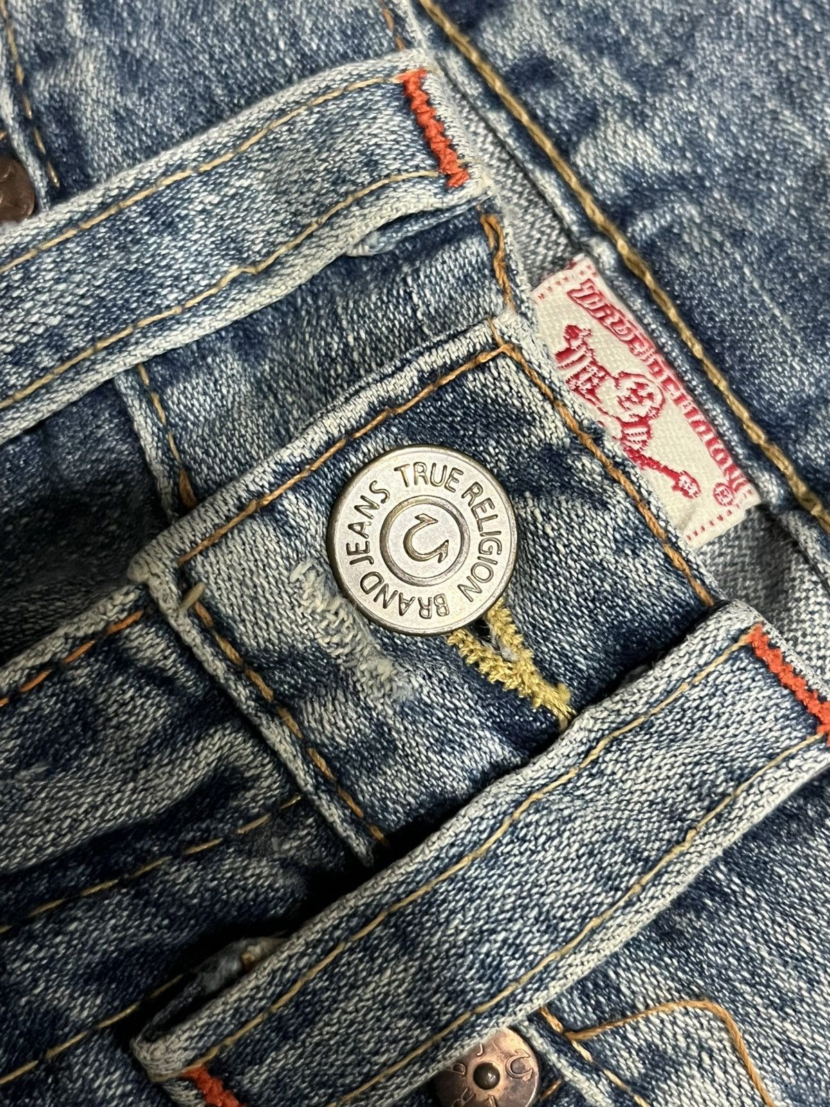 True Religion Vintage True Religion Blue Washed Distressed Flare Jeans Size US 28 / EU 44 - 5 Thumbnail