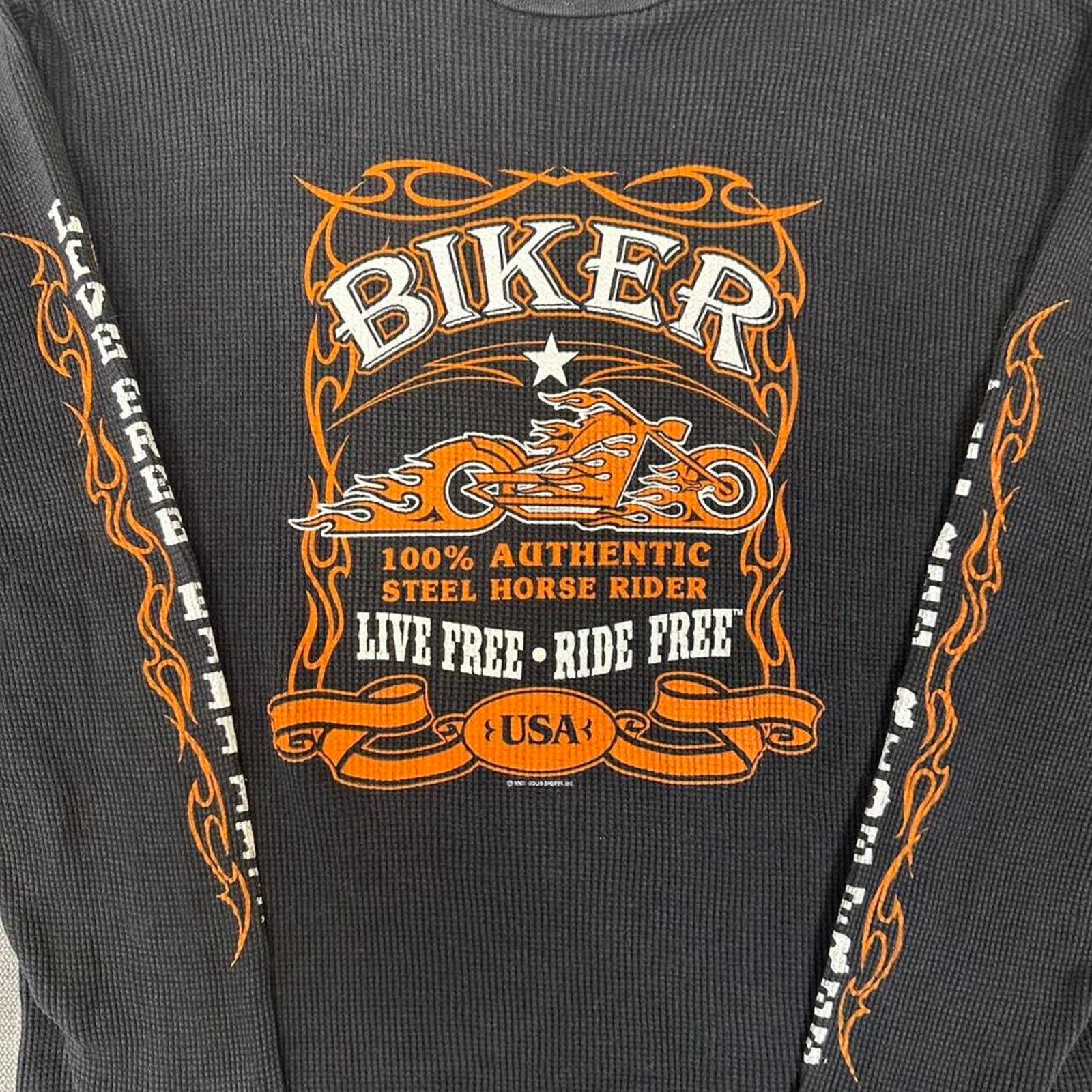 Harley Davidson Y2K Hot Leathers Biker thermal flame long sleeve T-shirt Size US XXL / EU 58 / 5 - 2 Thumbnail