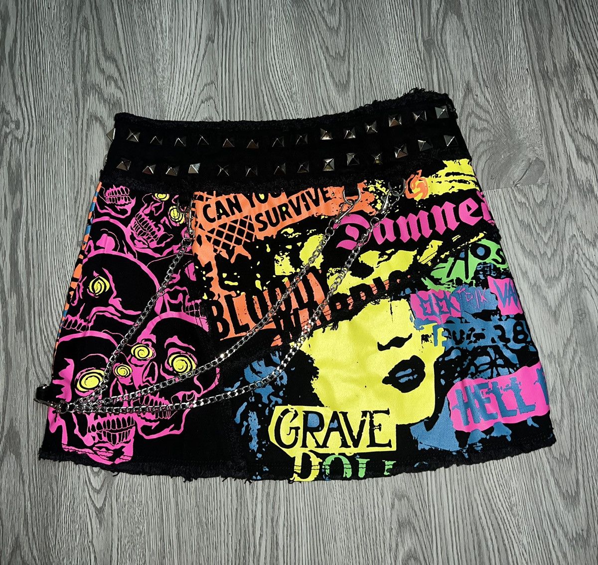 Japanese Brand Louder now patchwork mini skirt ❤️‍🔥⛓️ Size 25" / US 0 / IT 36 - 6 Thumbnail
