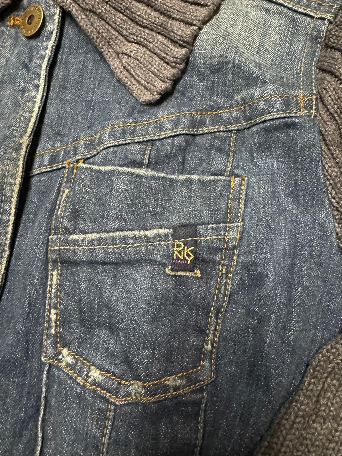 Designer DKNY Jeans Women's Denim Jacket with Knit Sleeves Size US M / EU 48-50 / 2 - 5 Thumbnail