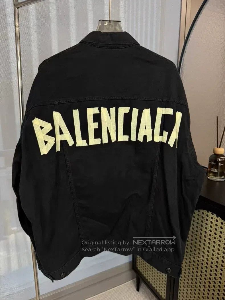 Balenciaga Balenciaga Duct Tape Decorated Denim Jacket Size US M / EU 48-50 / 2 - 2 Thumbnail
