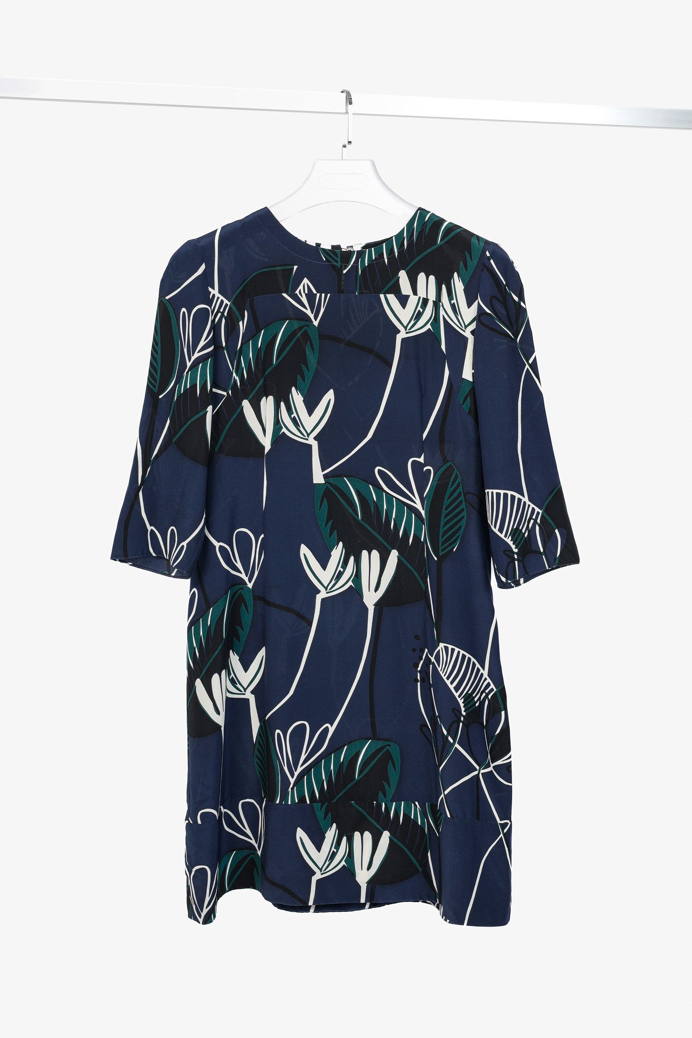 Marni Dress SS/14 Navy Floral Silk Mini Dress