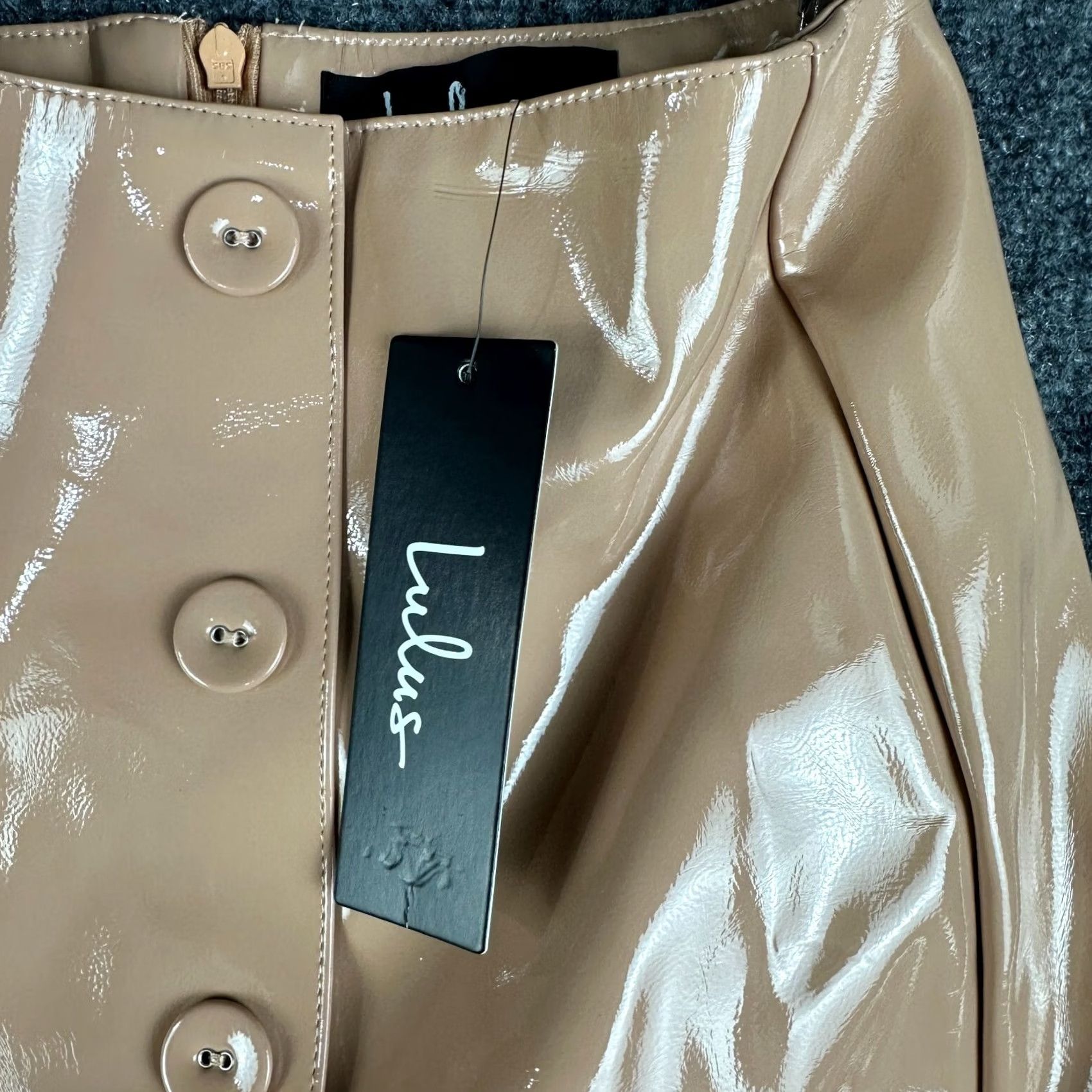 Lulus Lulus Skirt Womens Medium Tan PU Pencil Button Front Lined NEW Size 32" / US 10 / IT 46 - 4 Thumbnail