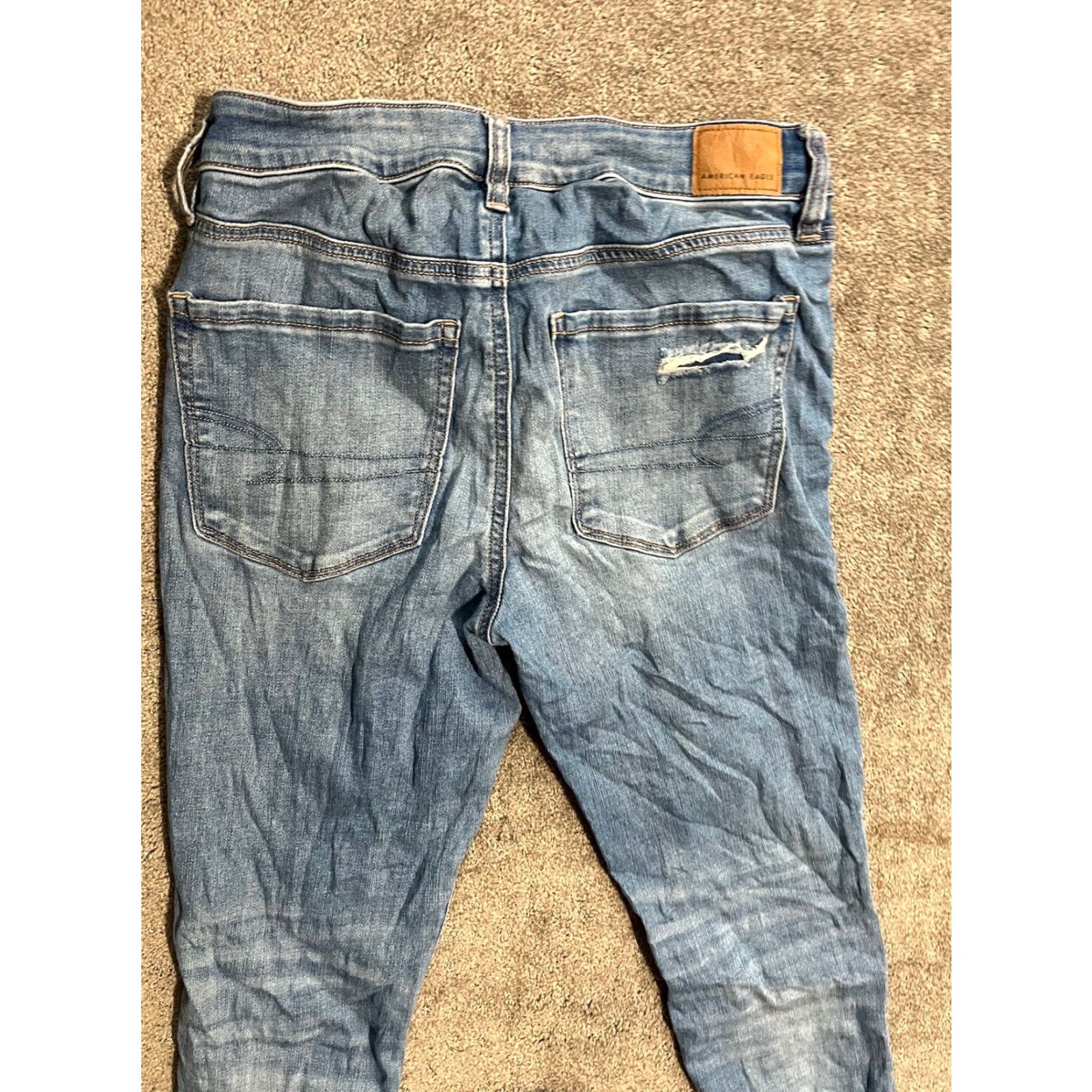 American Eagle Outfitters VINTAGE American Eagle Blue Next Level Stretch Hi-Rise Jegging Pants 6 Reg Distres Size 28" / US 6 / IT 42 - 2 Thumbnail