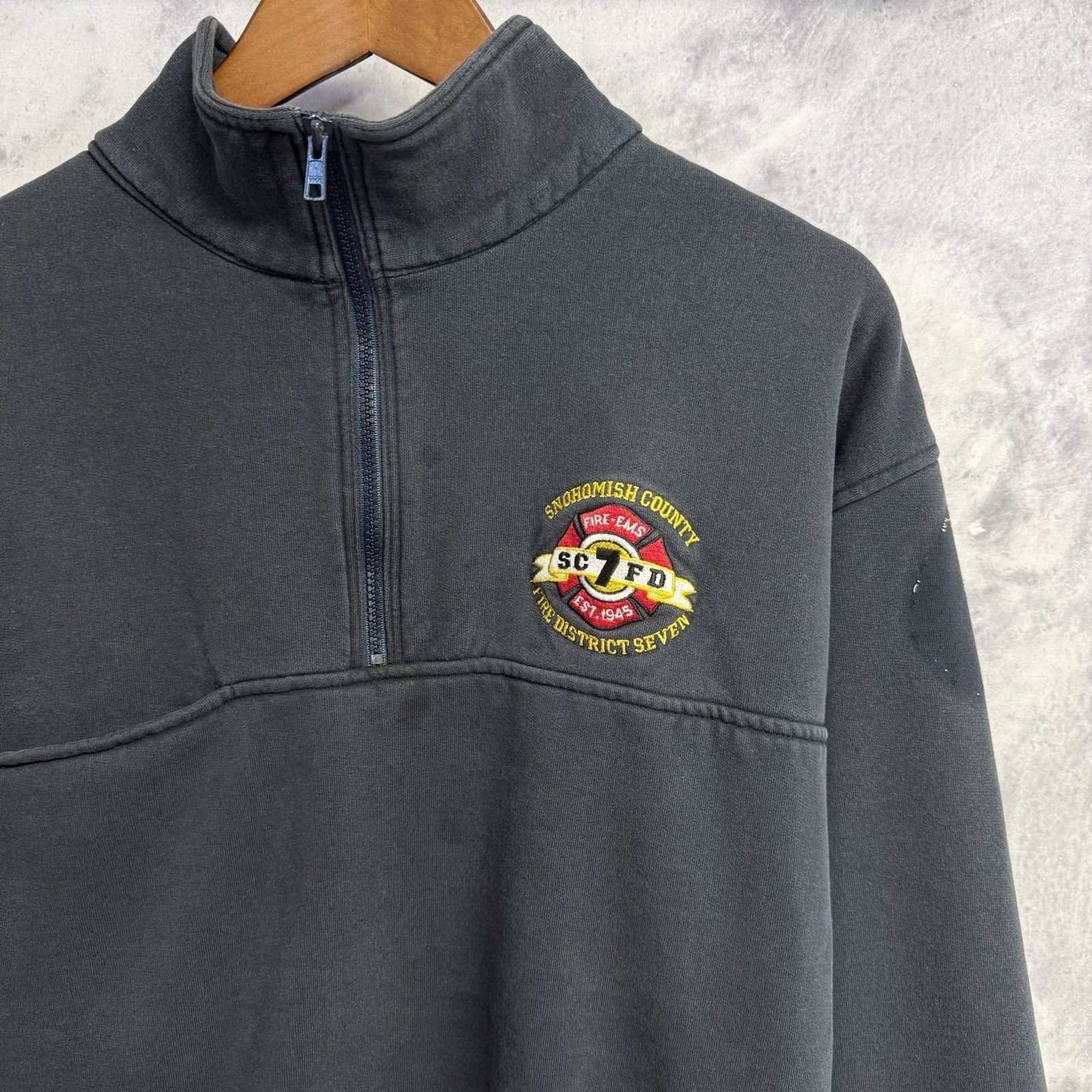 Vintage VTG Fireman Collared Quarter Zip Sweatshirt Mens Large R Her Size US L / EU 52-54 / 3 - 1 Thumbnail