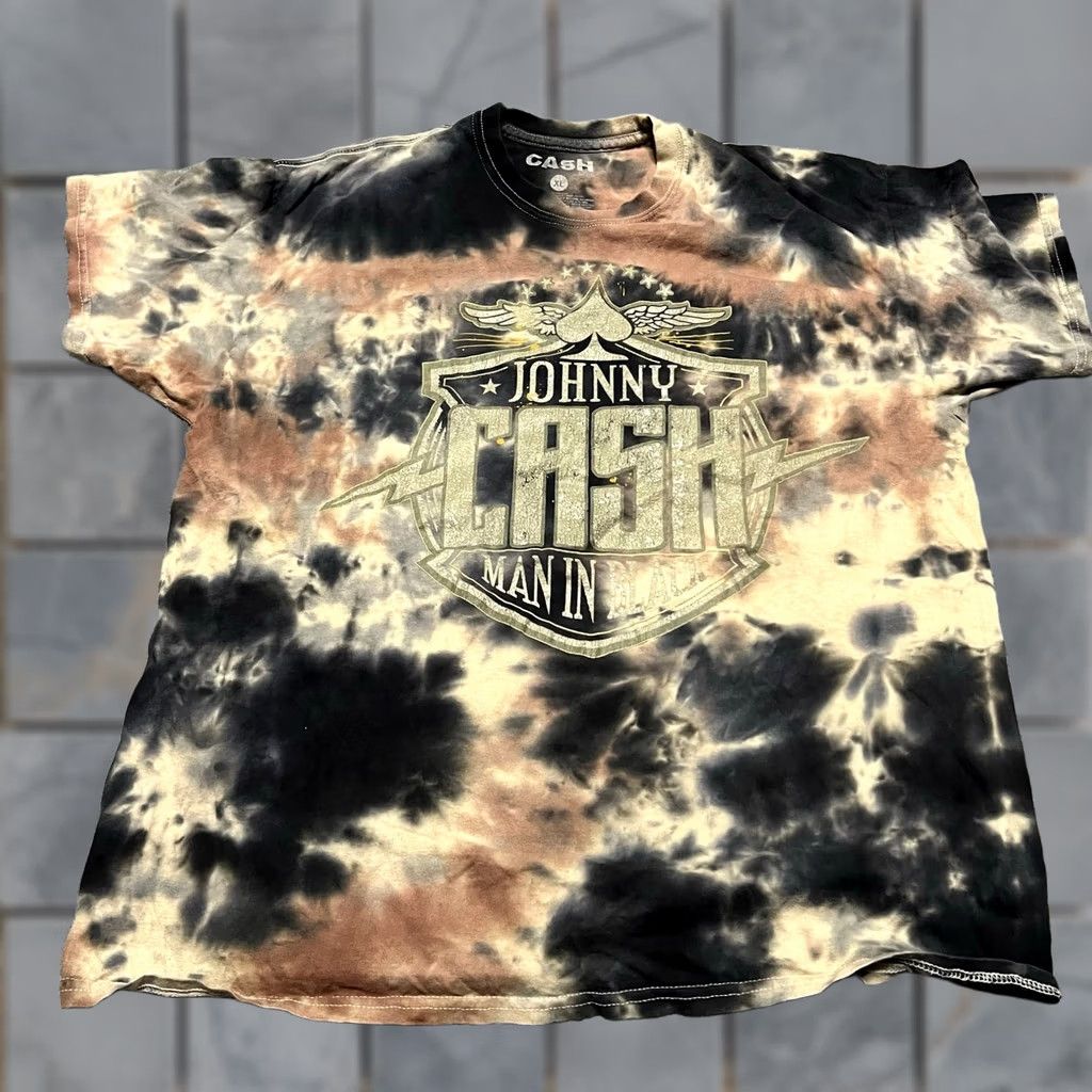Vintage Johnny Cash Tie Dye Man In Black Graphic T-Shirt XL Mens Big Mens Size US XL / EU 56 / 4 - 1 Thumbnail