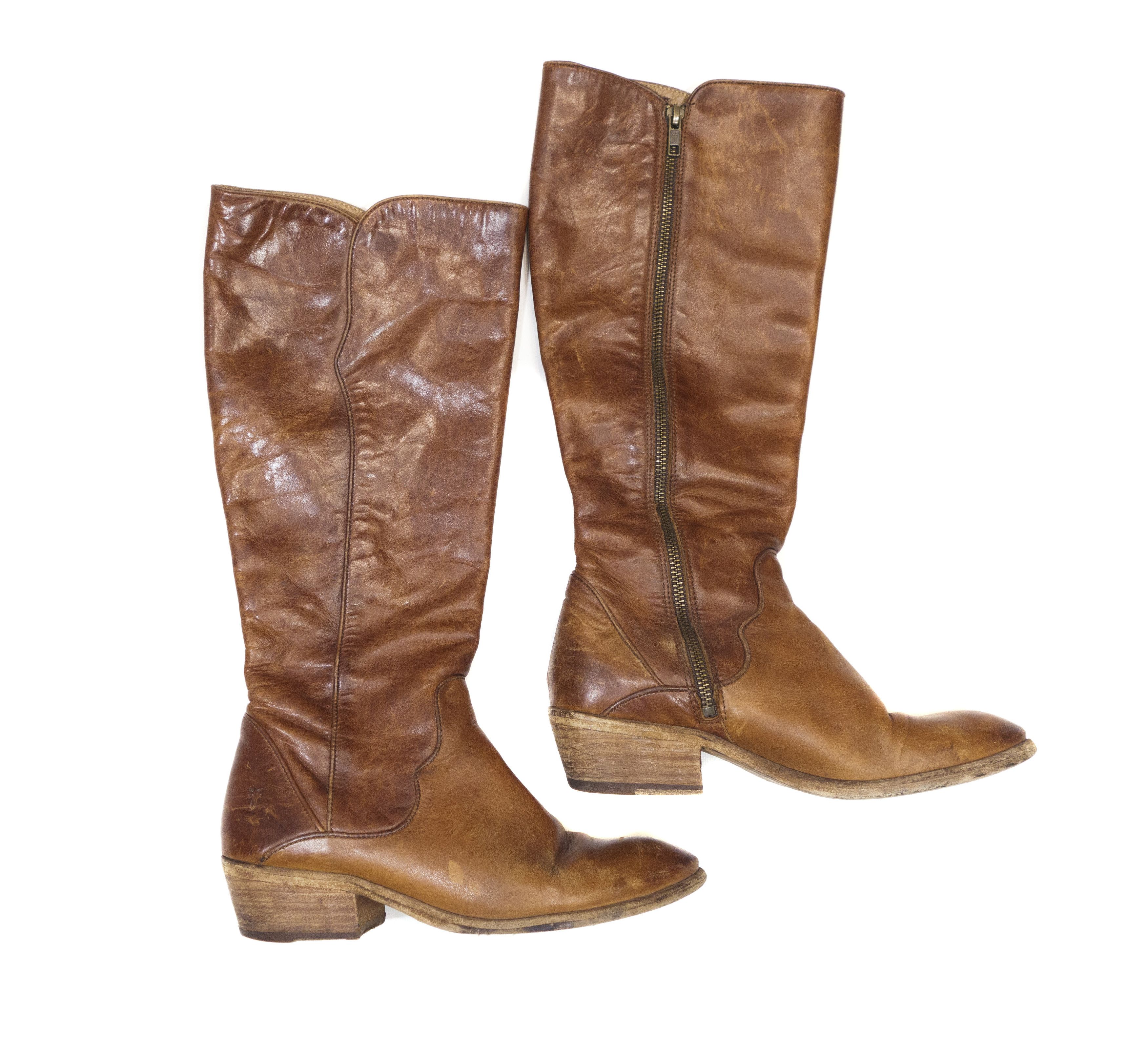 Frye Cowboy Leather High Boots Vintage Size US 8 / IT 38 - 1 Thumbnail