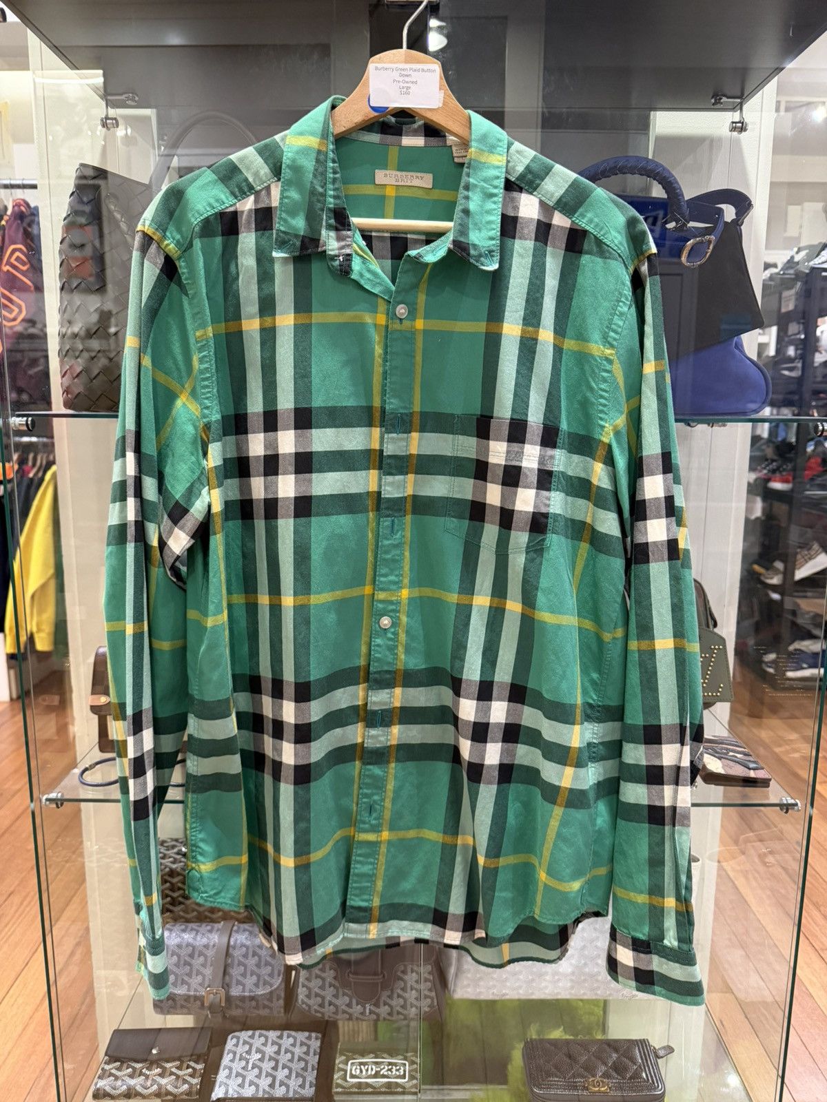 Burberry Burberry Brit Green Plaid Button Down Shirt Size US L / EU 52-54 / 3 - 1 Thumbnail