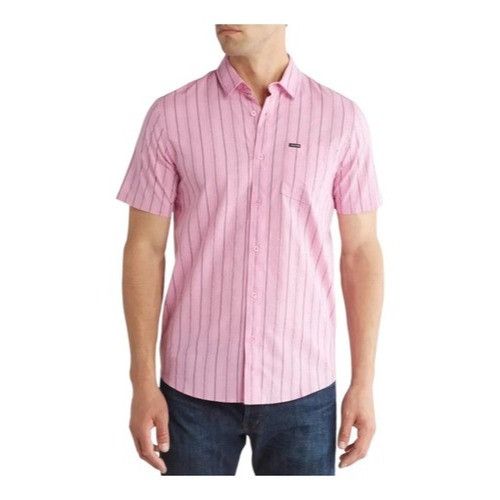 Volcom Volcom Mens Pink Striped Short Sleeve Button-Up Shirt M Size US M / EU 48-50 / 2 - 1 Thumbnail