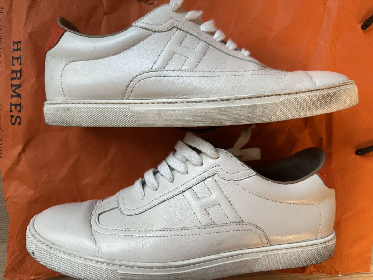 Hermes Hermès Avantage Sneakers White/Orange - Size 41-42 EU Size US 9 / EU 42 - 2 Thumbnail