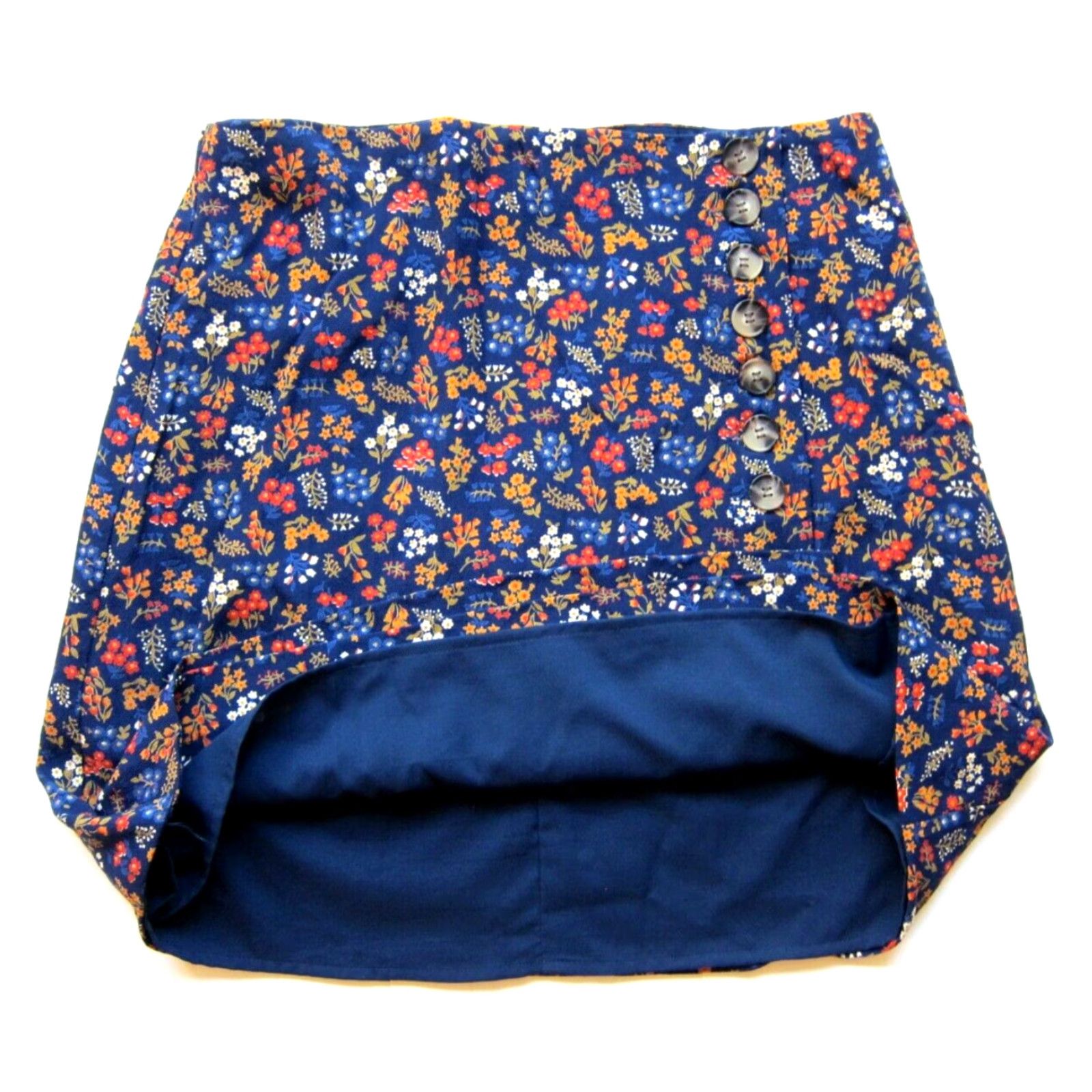 Madewell VINTAGE Madewell Skirt Women 0 Mini Floral Button 100% Rayon Blue Orange Green 26" waist 15.5" length 36" hip Size 25" / US 0 / IT 36 - 5 Thumbnail