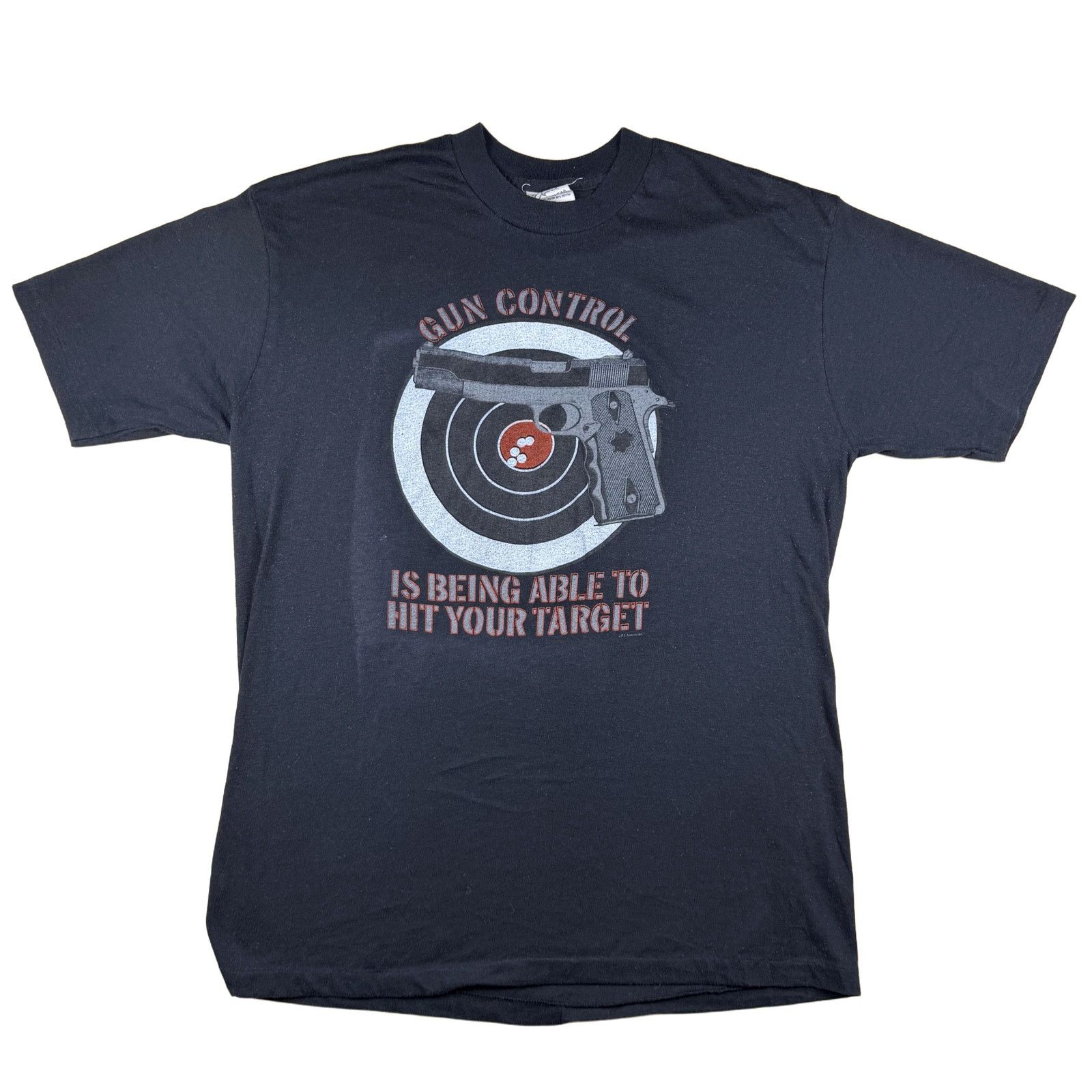 Vintage Vintage 80s Gun Control Target Graphic T-Shirt XL Size US XL / EU 56 / 4 - 1 Thumbnail