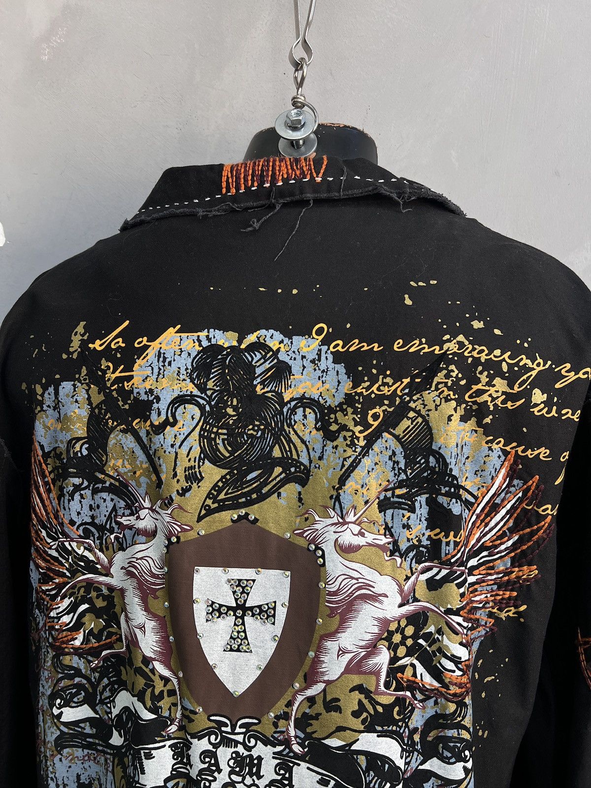 Christian Audigier Vintage crosses Embroidered Black Jacket Japanese Style Size US L / EU 52-54 / 3 - 8 Thumbnail