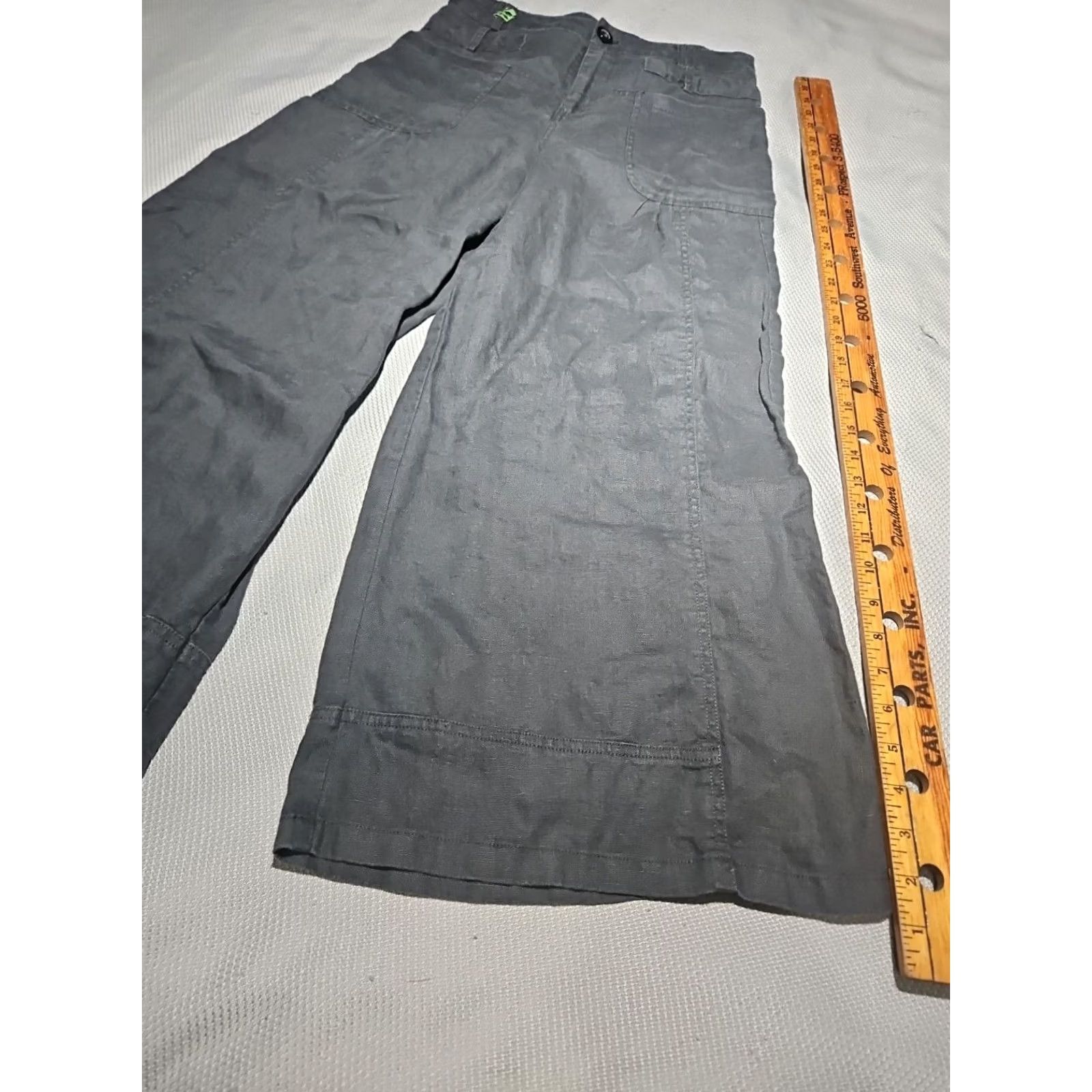 Vintage Key Wear Fashion Pants Womens Small Black 100% Linen Crop Wide Leg Boho Pants Size 28" / US 6 / IT 42 - 6 Thumbnail