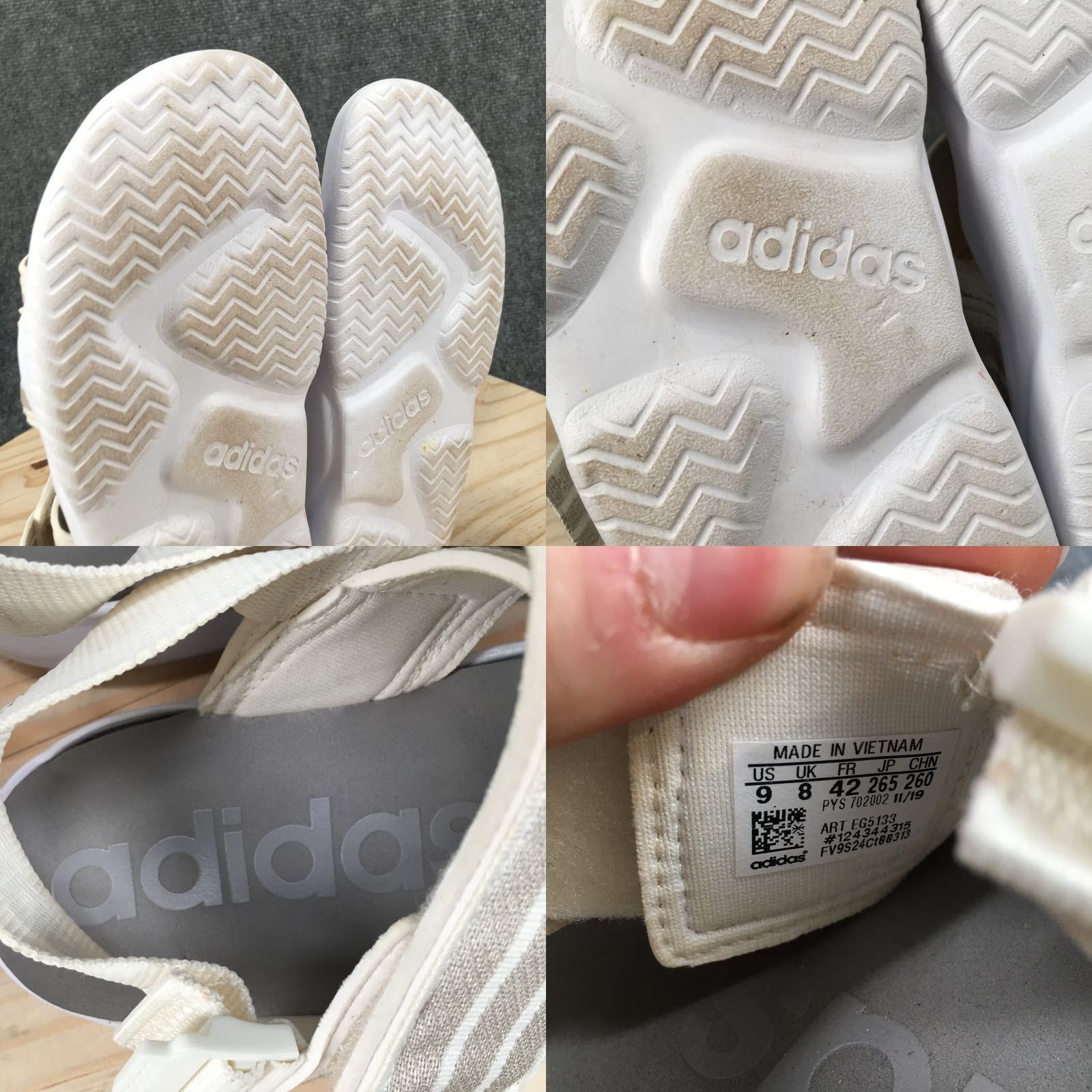 Adidas Adidas Sandals Slingback 90s Mens 9 White Hook & Loop Comfort Flats ART EG5133 Size US 9 / IT 39 - 9 Thumbnail