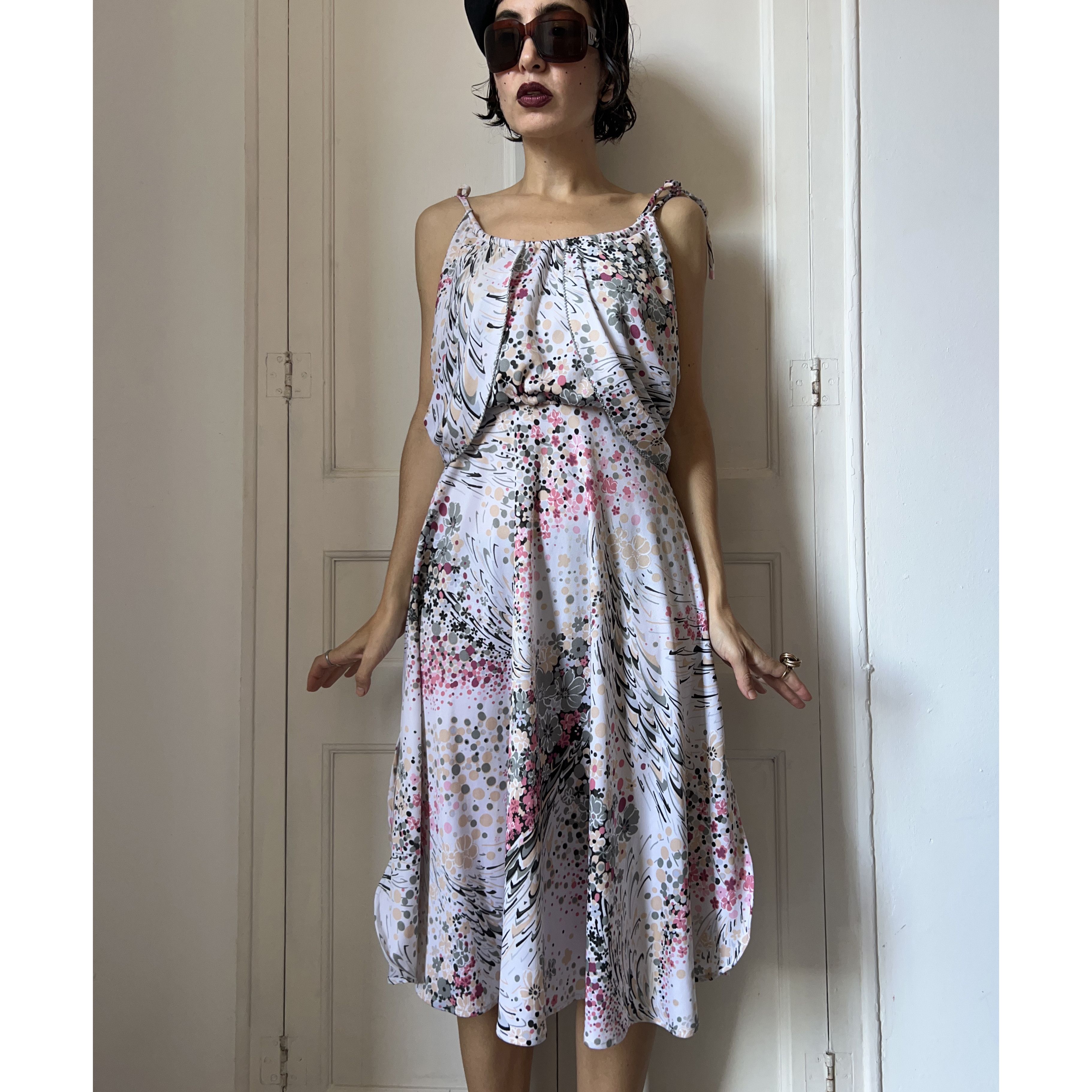 Vintage Vintage 80s Shubette London Blouson Midi Dress Size M / US 6-8 / IT 42-44 - 2 Thumbnail