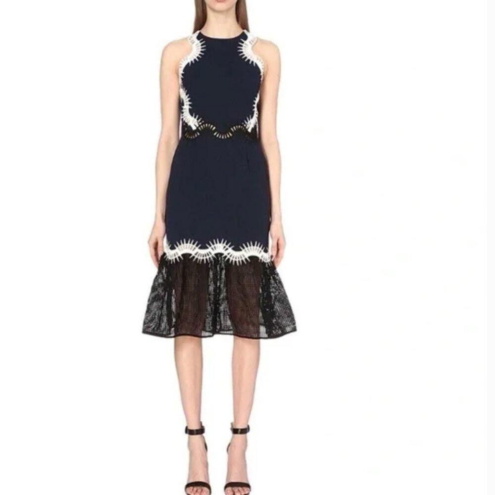 Jonathan Simkhai Jonathan Simkhai Embroidered Navy Mesh Midi Dress Size 6 Size M / US 6-8 / IT 42-44 - 1 Thumbnail