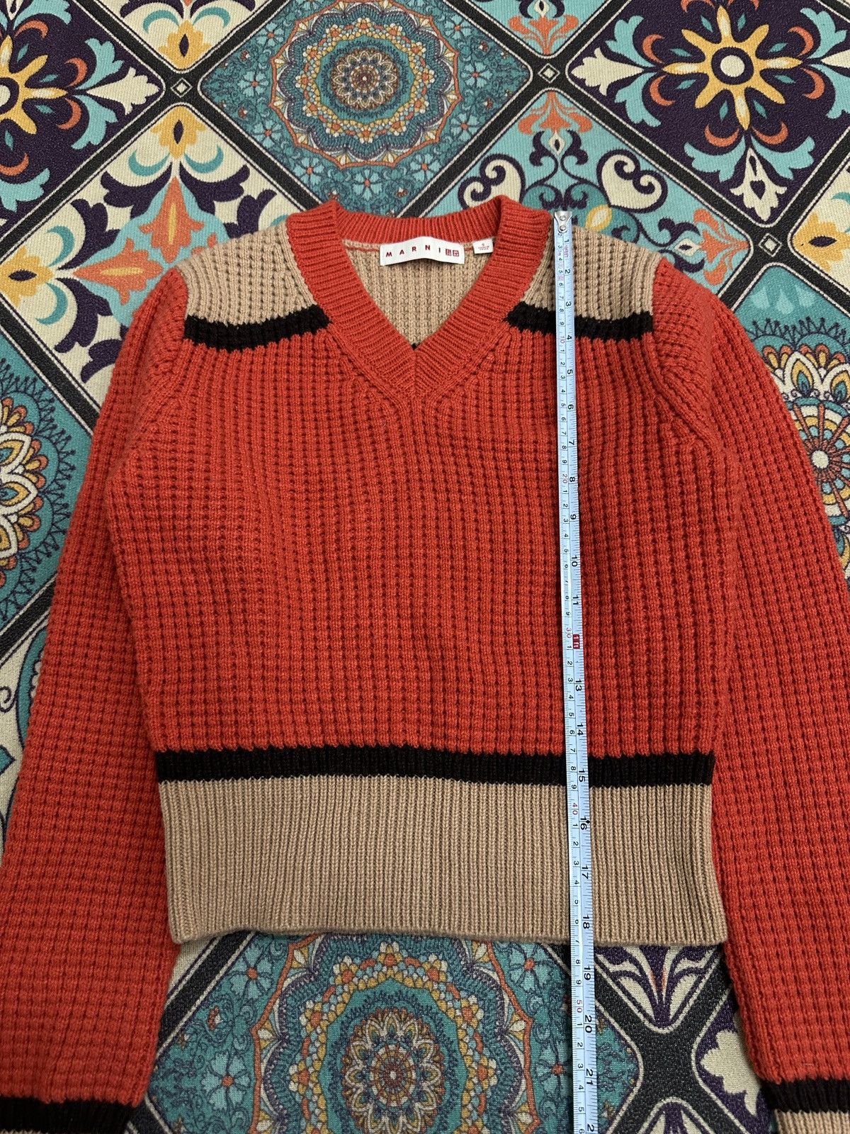 Marni × Uniqlo FW22 Marni x Uniqlo Orange Knitted V Neck Size US S / EU 44-46 / 1 - 4 Thumbnail