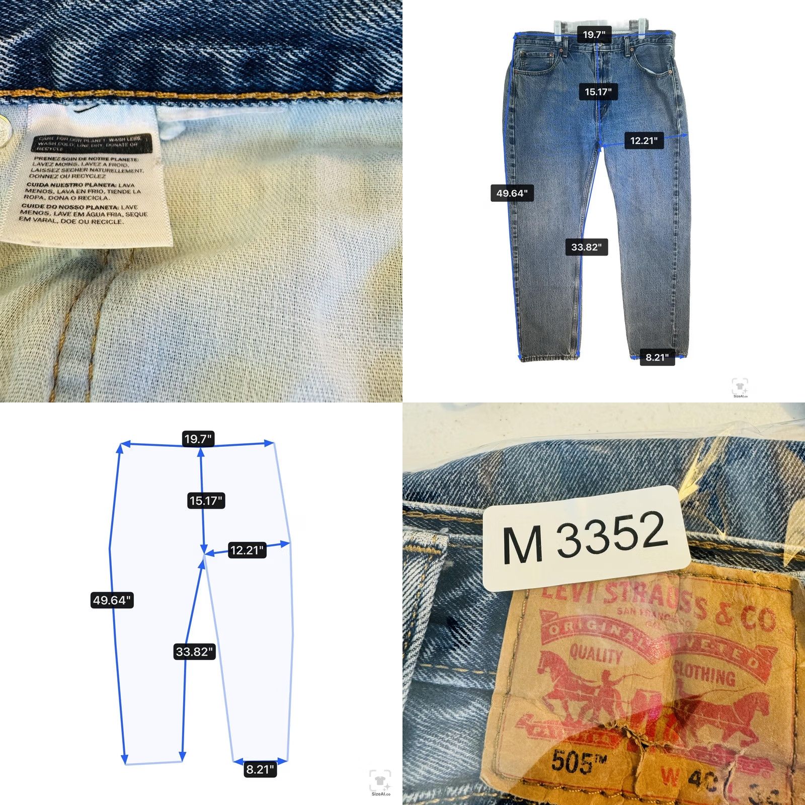 Levi's Levi's 505 Jeans Mens Regular Fit Blue Medium Wash Straight Zip Fly 40x34 Denim Pocket Logo 5-Pocket US Made Size US 40 / EU 56 - 8 Thumbnail