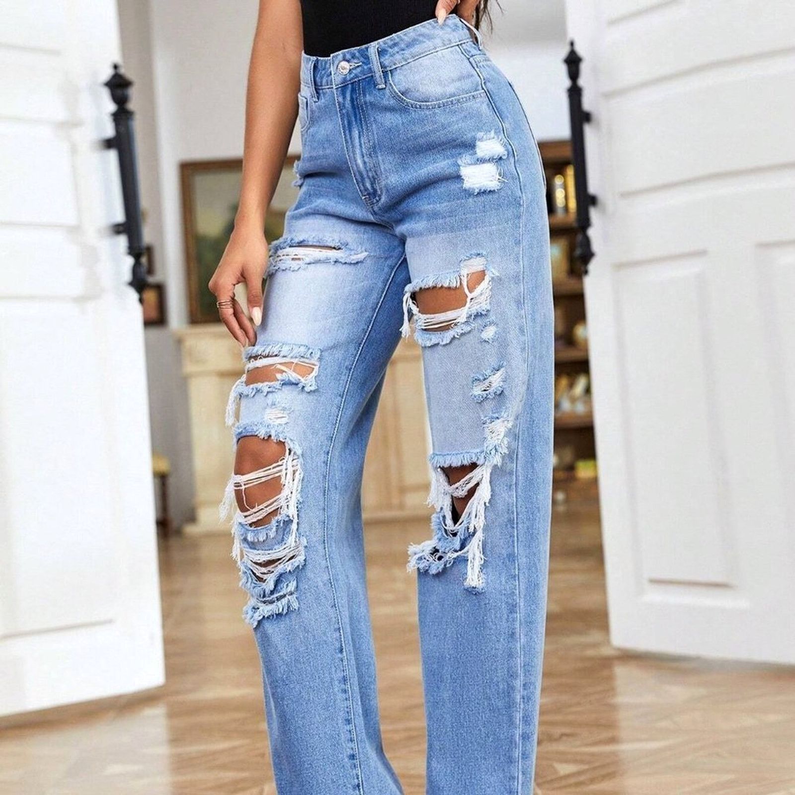 Other Ripped Straight Leg Distressed Jeans size 27 Size 27" / US 4 / IT 40 - 3 Thumbnail