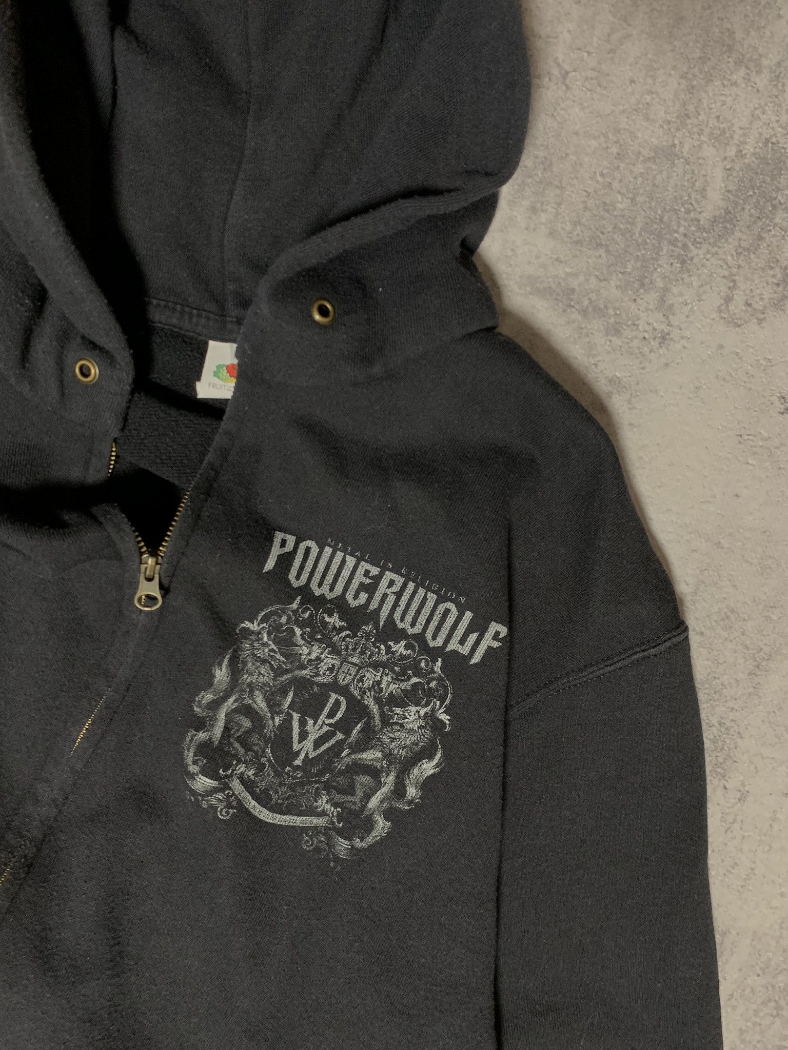 Fruit Of The Loom Power Wolf Big Logo zip hoodie mens Merch Rock size L Size US L / EU 52-54 / 3 - 6 Thumbnail