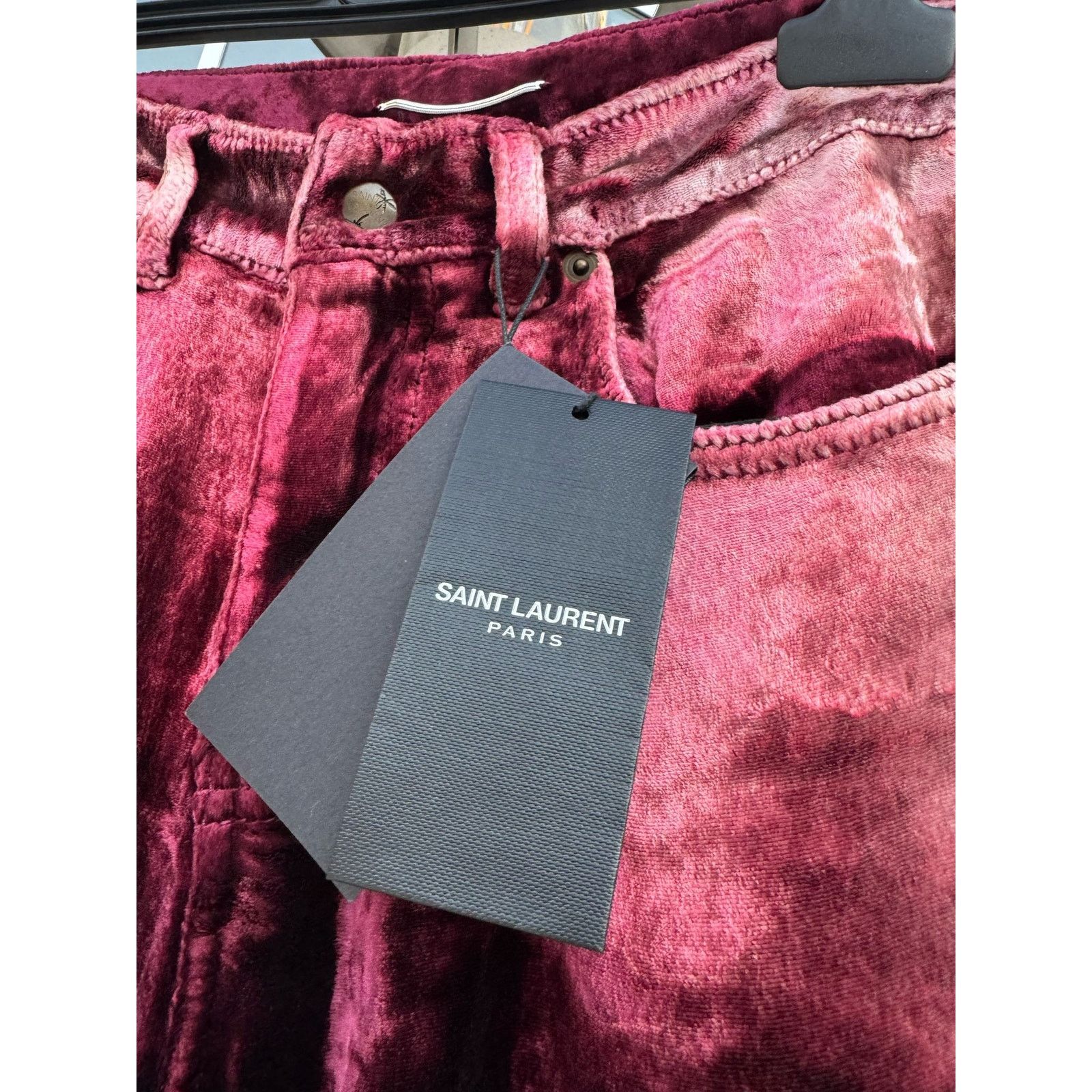 Saint Laurent Paris o1rshd1 Q:2/ Skinny 5 Pockets Velvet / Velour Pants Burgundy Size US 28 / EU 44 - 11 Thumbnail