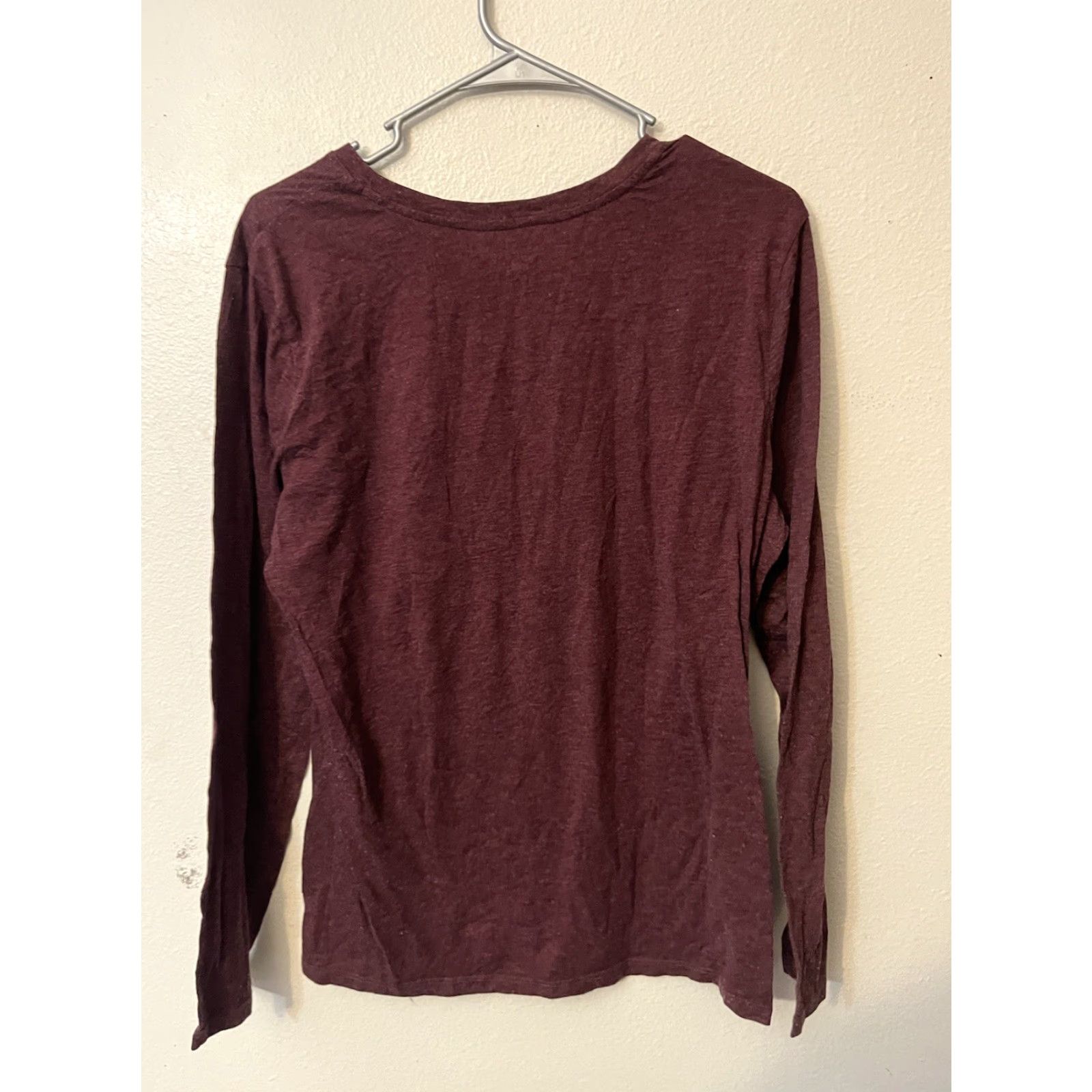 Vintage G.H. Bass & Co. Shirt Womens Red Burgundy Heather Long Sleeve Round Neck XL Casual Knit Cotton Blend Regular Modern Classic Size XL / US 12-14 / IT 48-50 - 2 Thumbnail