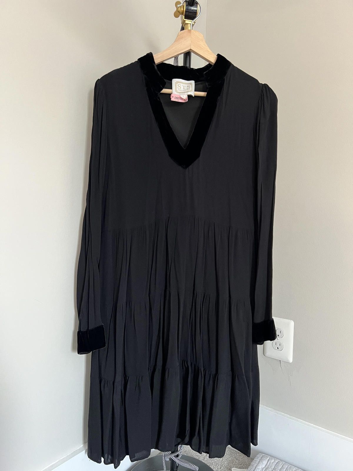 Other Sail to Sable STS Black Velvet Trim Flare Tunic Dress - L Size L / US 10 / IT 46 - 2 Thumbnail