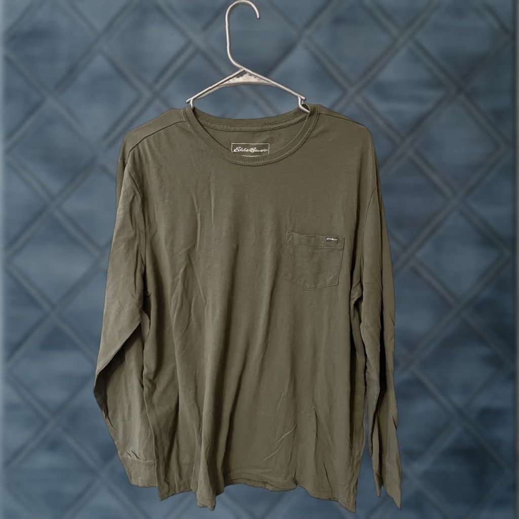 Eddie Bauer Eddie Bauer Lounge Shirt Mens Large Green Long Sleeve Crew Neck Pullover Solid Size US L / EU 52-54 / 3 - 1 Thumbnail