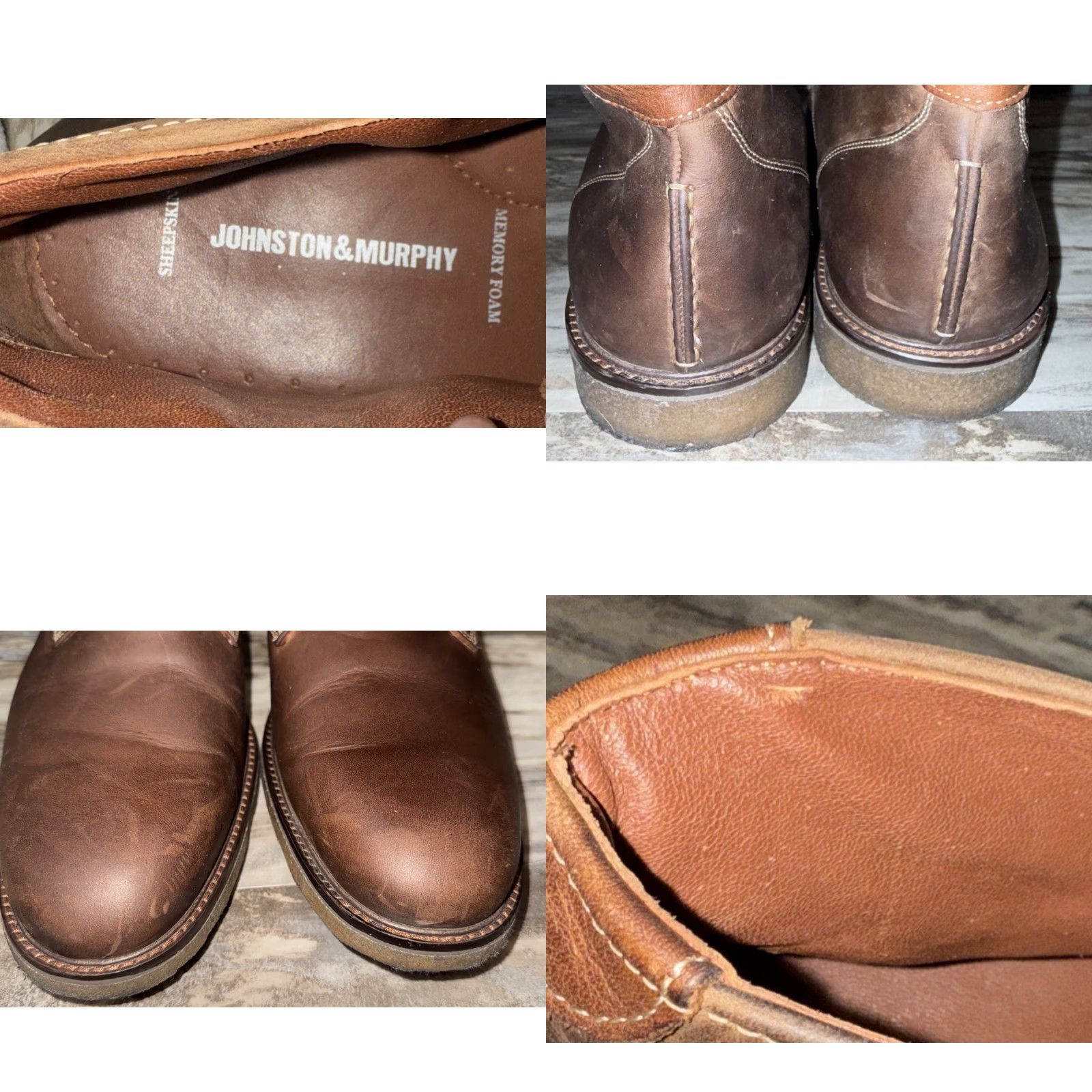 Johnston & Murphy Dark Brown Leather SHEEPSKIN Oxfords MENS SIZE 14 Johnston & Murphy Boots Men main image 2