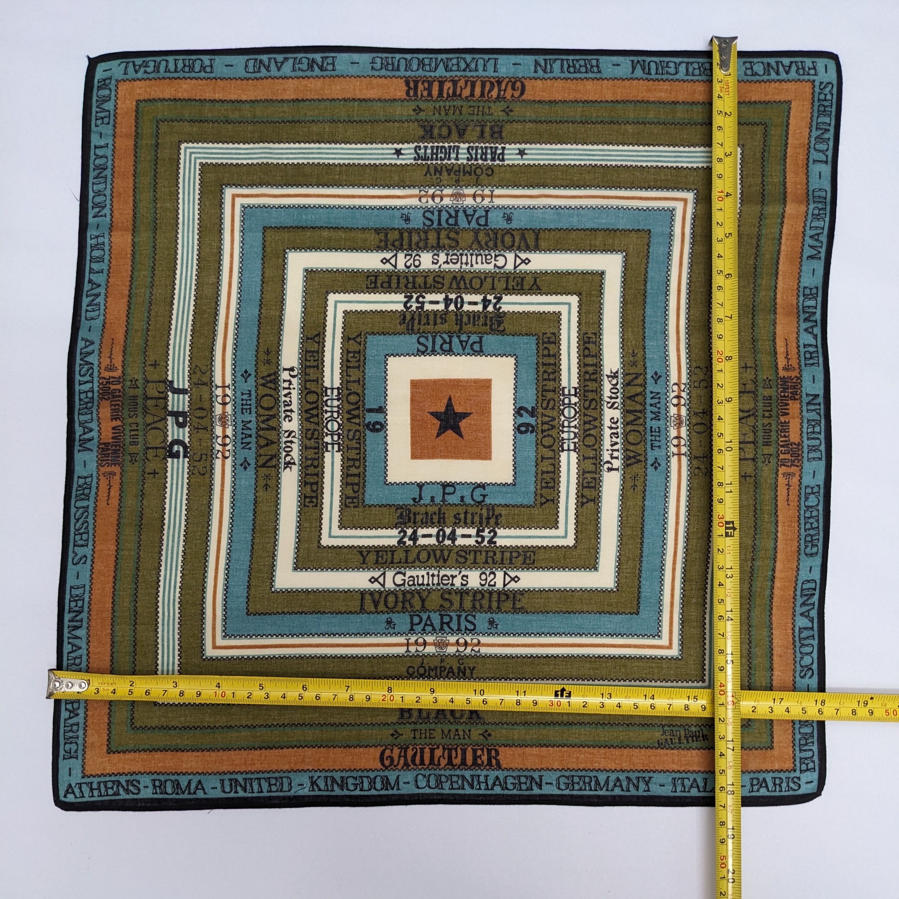 Jean Paul Gaultier Vintage Jean Paul Gaultier JPG 1992 Stamp Print Handkerchief Size ONE SIZE - 5 Thumbnail