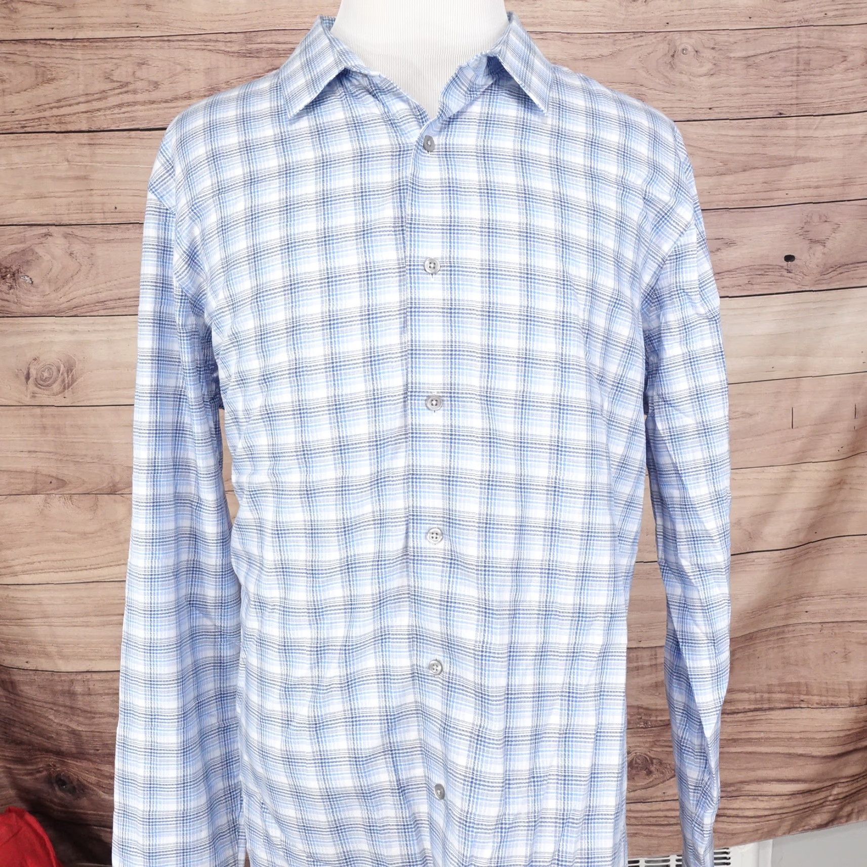 Apt. 9 VINTAGE APT 9 Men's Cotton Button-Down Shirt Long Sleeve Plaid 2XL Blue Casual Formal Size US XXL / EU 58 / 5 - 3 Thumbnail