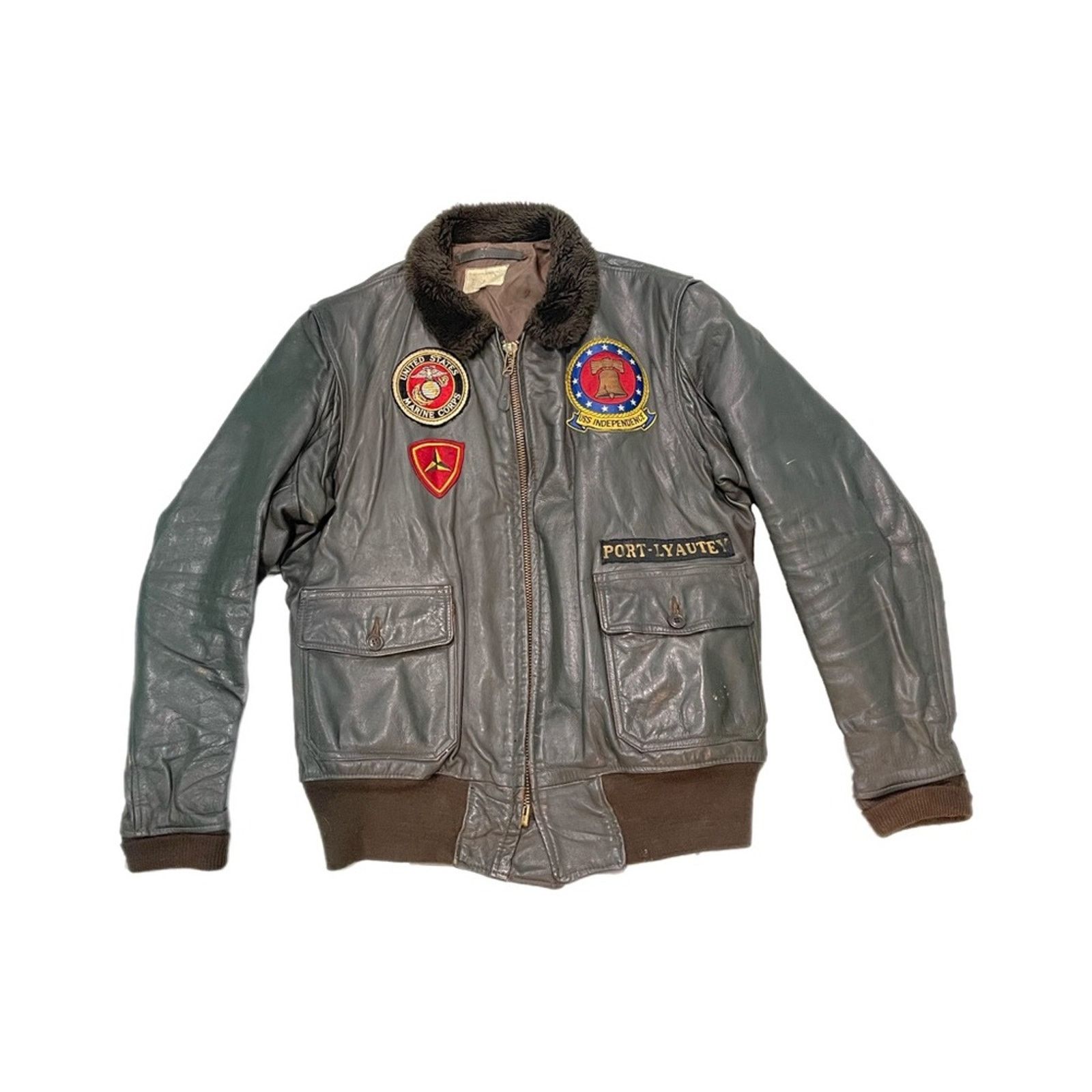 Vtg WW2 Marine Corp Cockpit Top Gun G-1 Leather Jacket