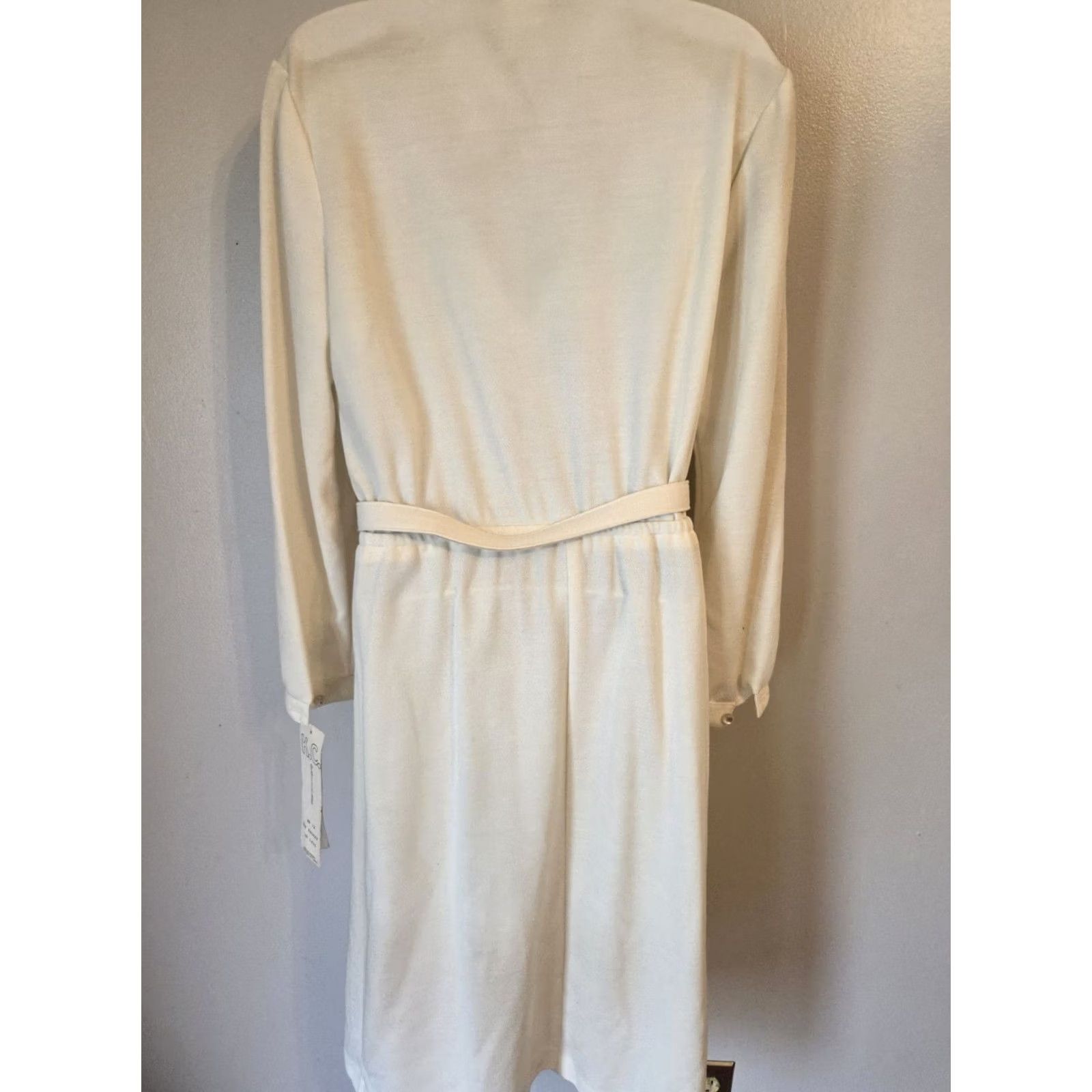 Vintage VINTAGE KC Petites 80s Ivory Dress A Line Belt Ruffle Collar 12P Petites Size XL / US 12-14 / IT 48-50 - 5 Thumbnail