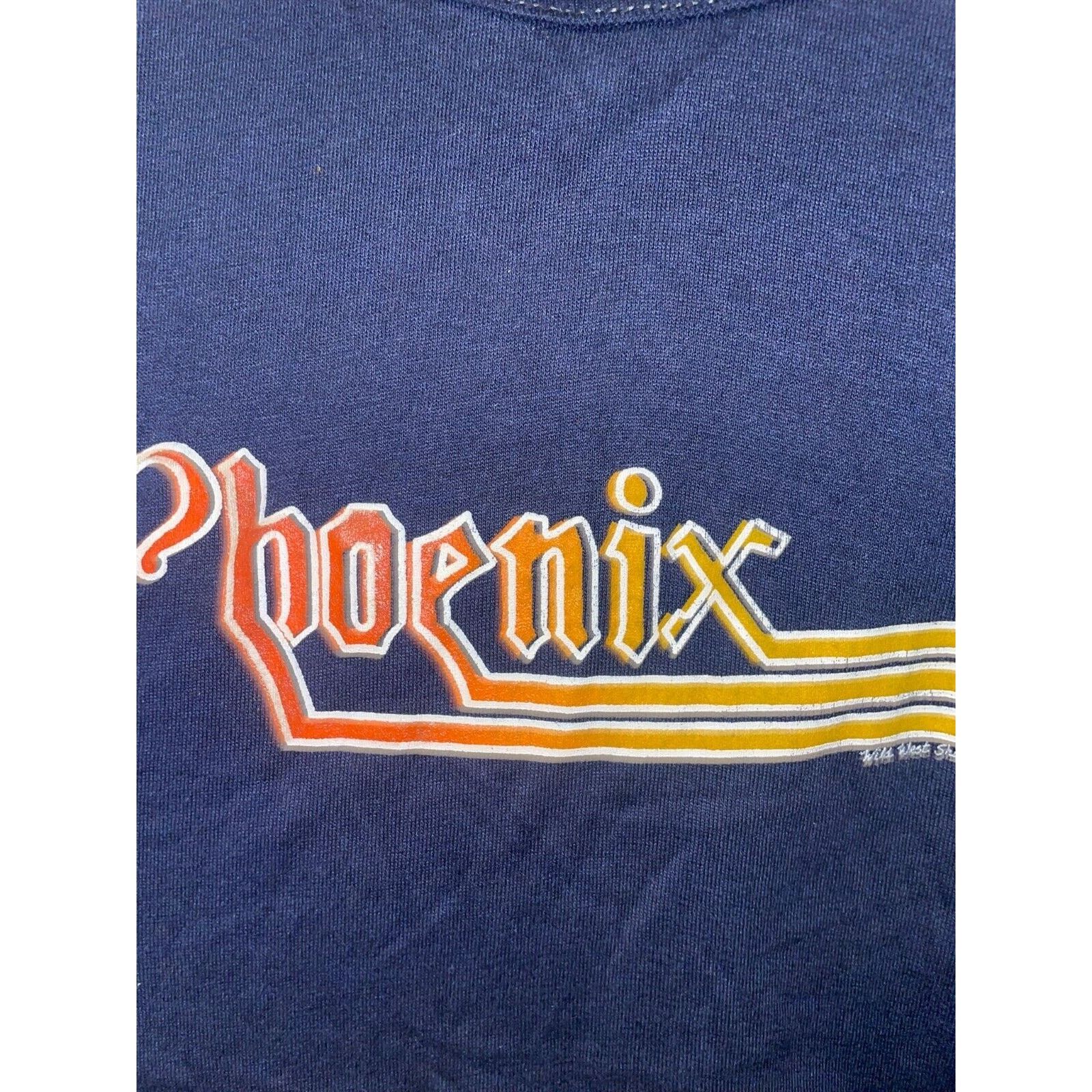 Vintage Vintage Womens Phoenix Shirt Blue Crop Top Tee 80s 1982 Size M / US 6-8 / IT 42-44 - 3 Thumbnail
