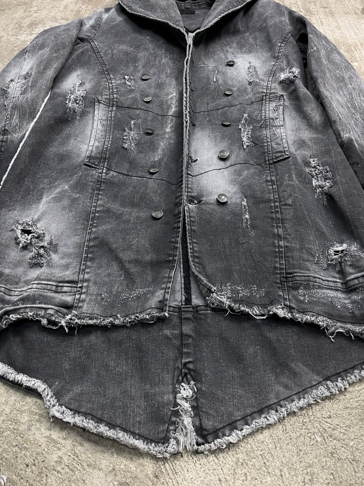 Xagon Man XAGON MAN ARCHIVE DISTRESSED FADED DENIM COAT JACKET - 2276 Size US M / EU 48-50 / 2 - 8 Thumbnail