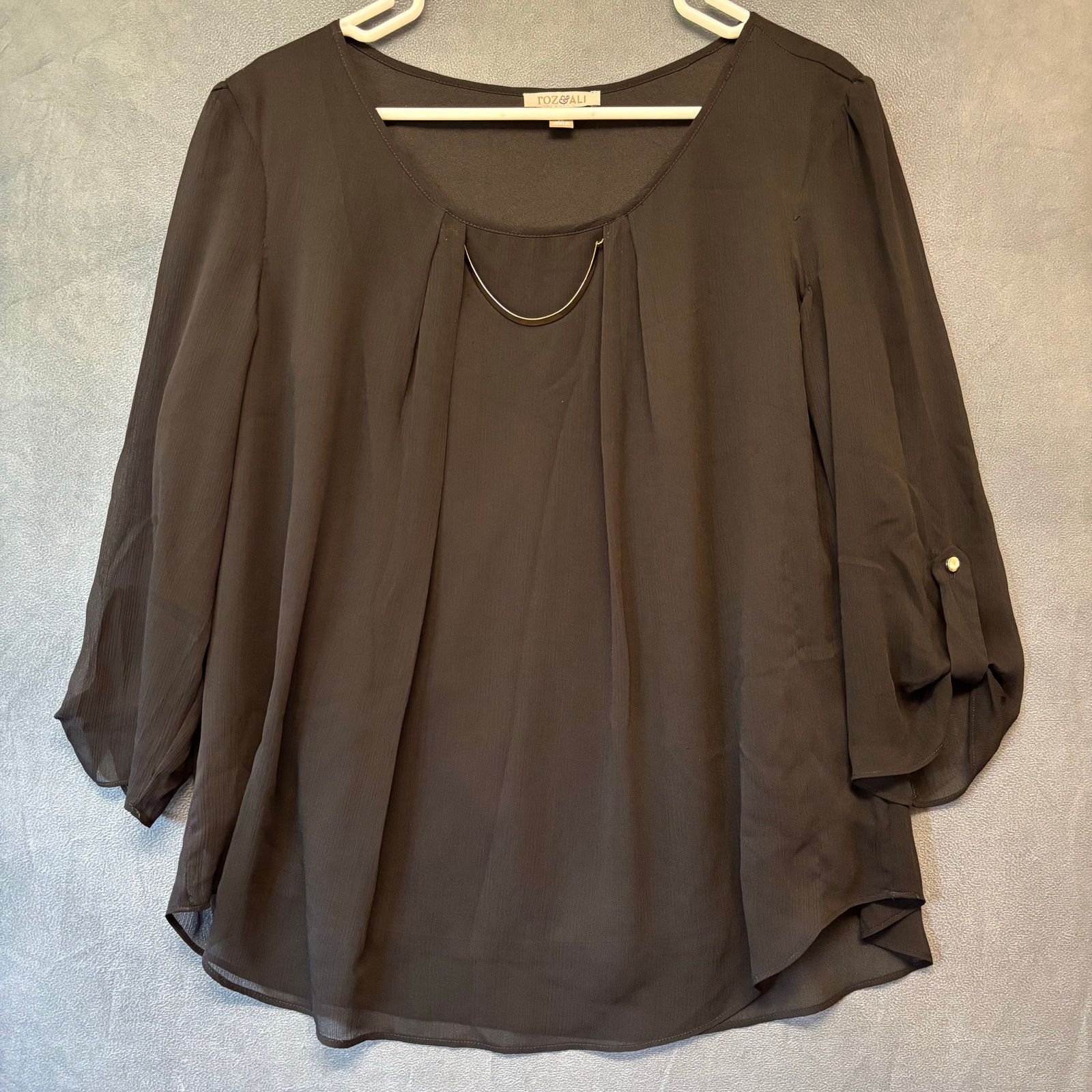 Other Roz & Ali Sheer Blouse Witch Goth Cocktail Office 3/4 Sleeve Size XL / US 12-14 / IT 48-50 - 1 Thumbnail