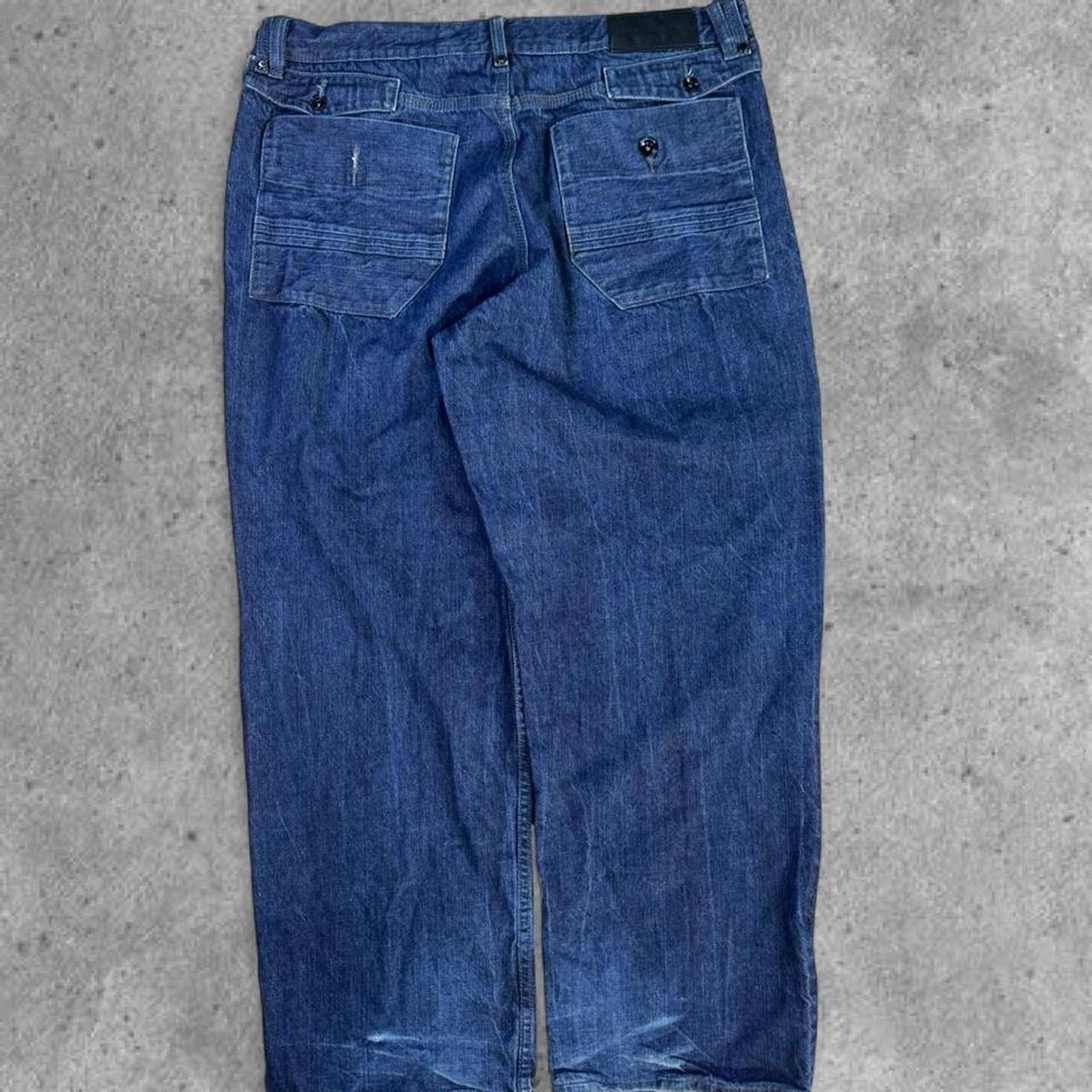 Sean John Vintage 2000s Y2K Sean John dark wash baggy jeans 38x32 wide Size US 38 / EU 54 - 3 Thumbnail