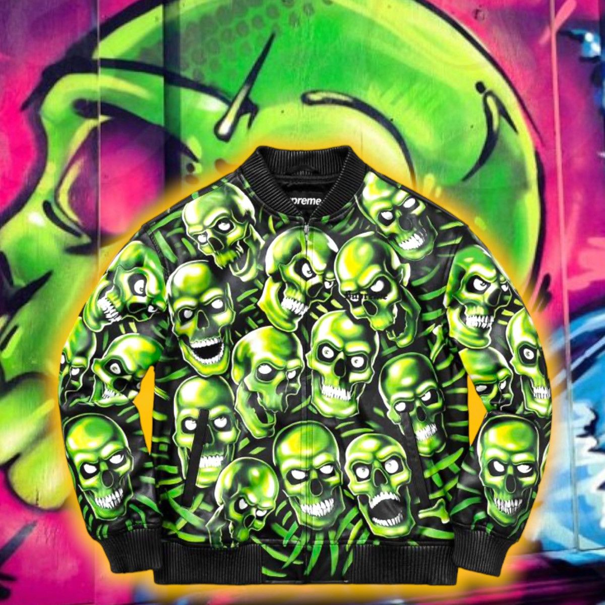 Green skull hoodie supreme online