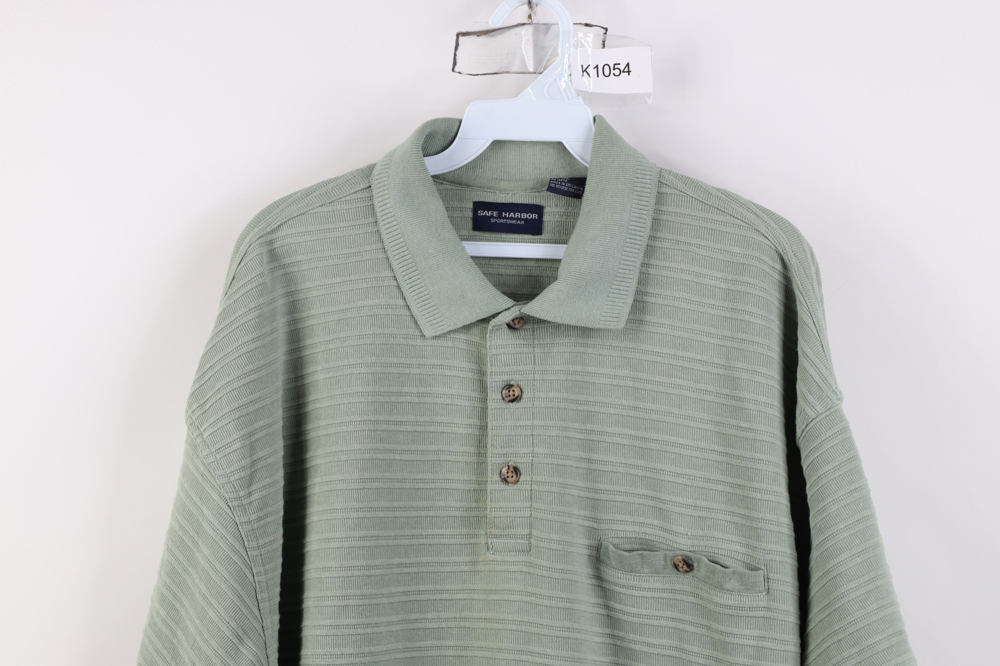 Vintage Vintage 90s Streetwear Ribbed Knit Pullover Polo Shirt Green Size US XL / EU 56 / 4 - 2 Thumbnail