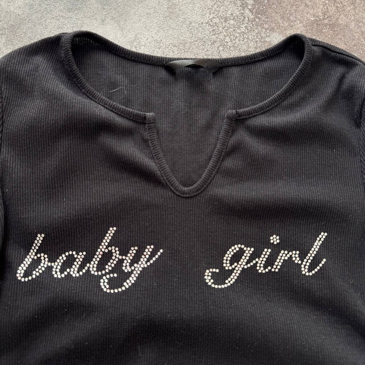 Hysteric Glamour × Japanese Brand × Vintage Y2K Super Sexy Rhinestones Baby Girl Cropped Long Sleeve Top Size S / US 4 / IT 40 - 6 Thumbnail