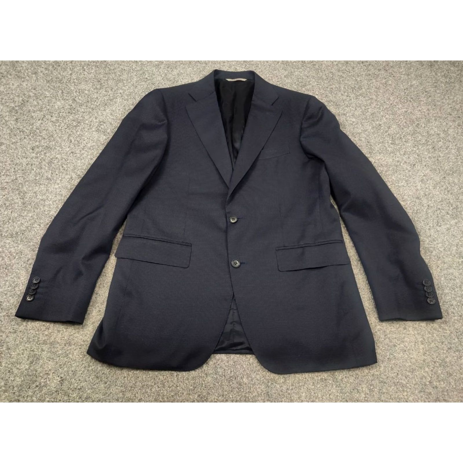 Canali VINTAGE Canali Italy Design 15280 Modern Fit 2 button Business Classic Suit Dark Blue Wool Size 50R - 3 Thumbnail