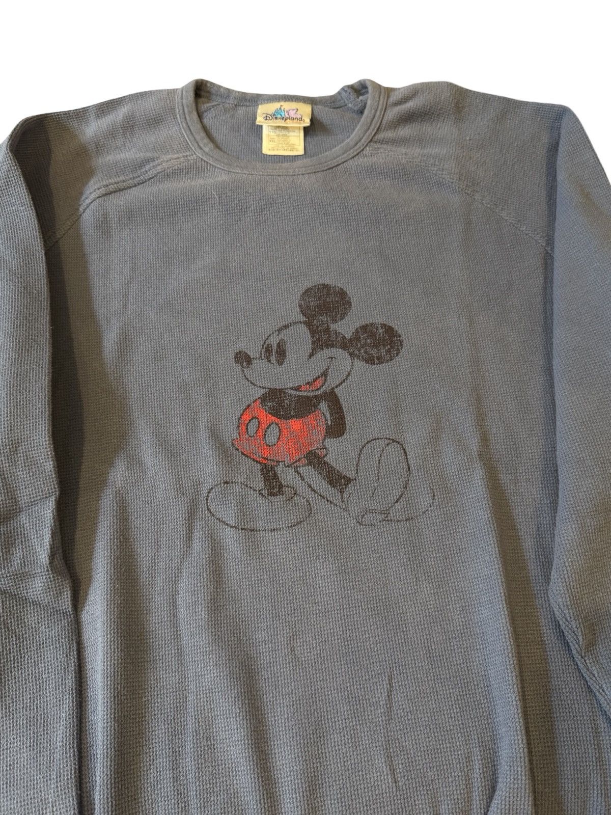 Disney Vintage 90’s Disney Mickey Mouse Blue Waffle Knit Thermal Size US XXL / EU 58 / 5 - 3 Thumbnail
