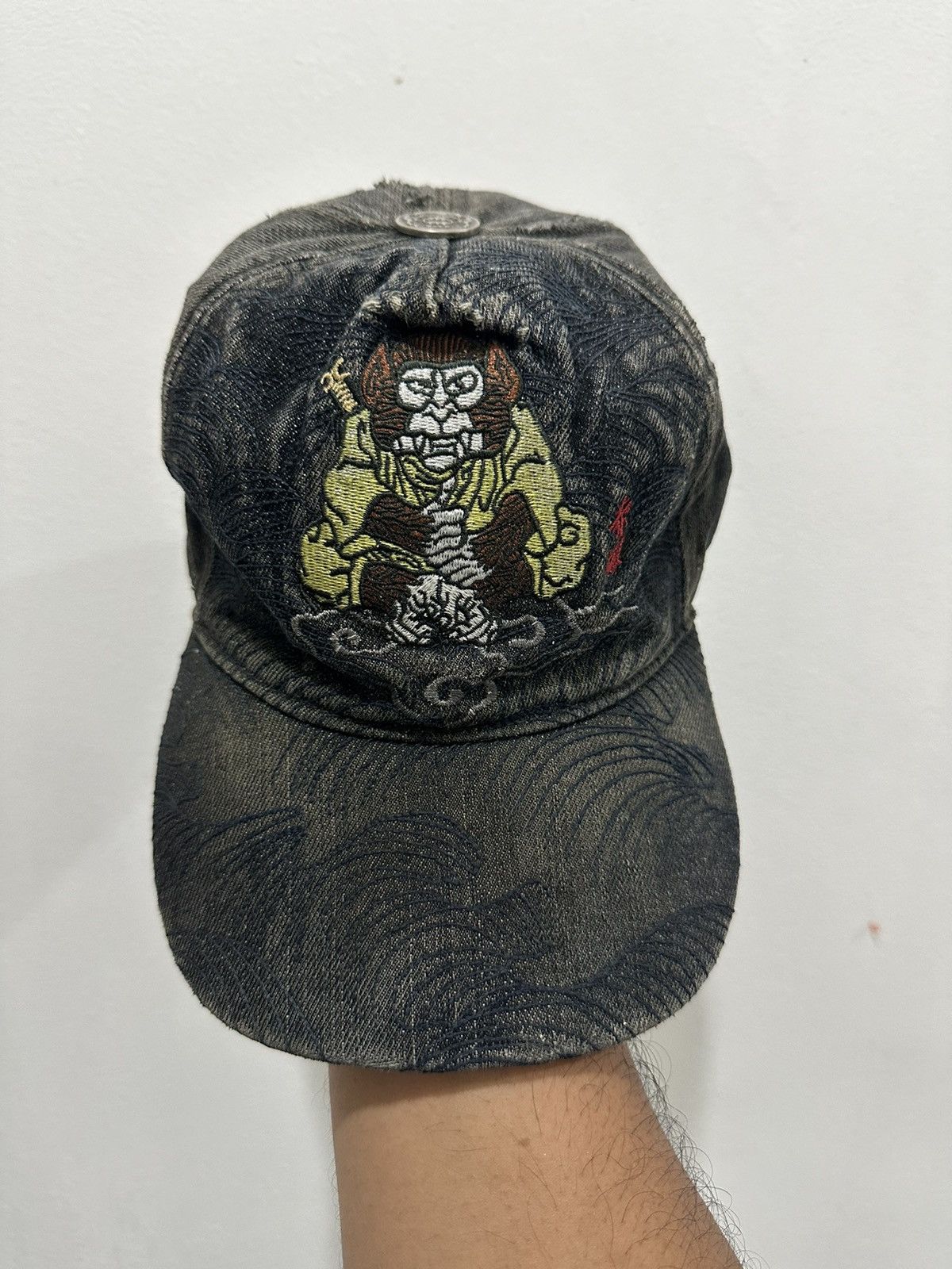 image of Vintage Distress Monkey King Embroid By Rmc Hat in Grey, Men's